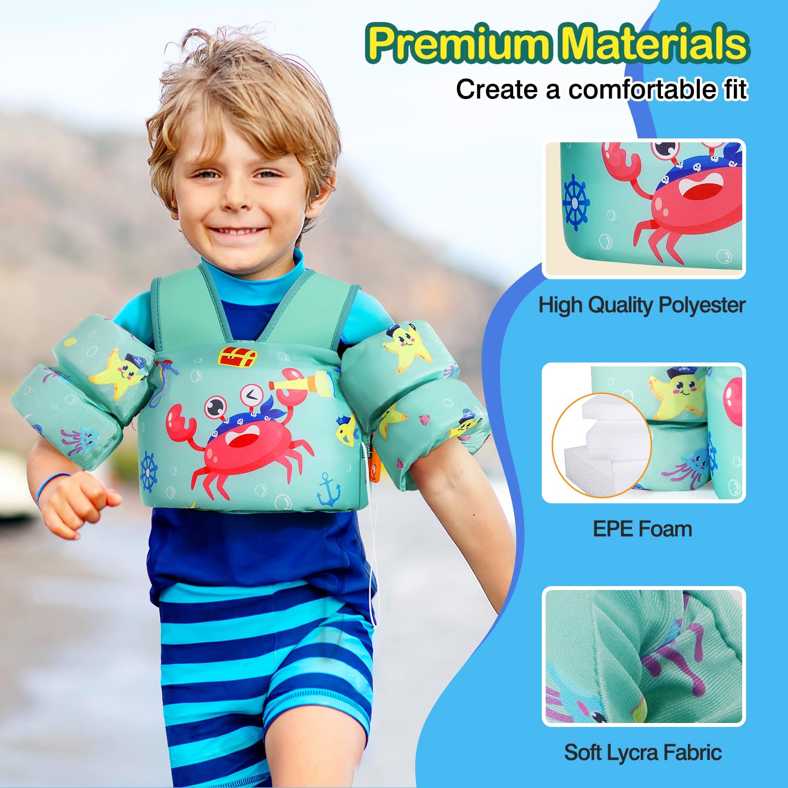 Foto 4 | Chaleco De Natación Moko Toddler Para Niños De 10 A 30 Kg, Niños Y Niñas - Venta Internacional.