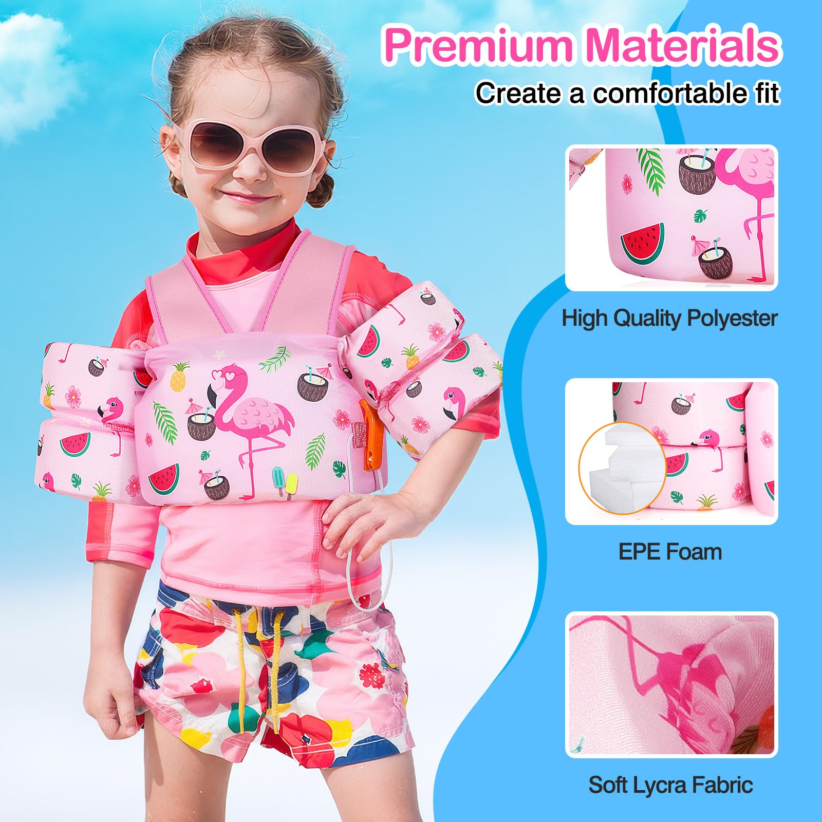 Foto 4 pulgar | Chaleco De Natación Moko Toddler Para Niños De 10 A 30 Kg Pink Flamingo - Venta Internacional.