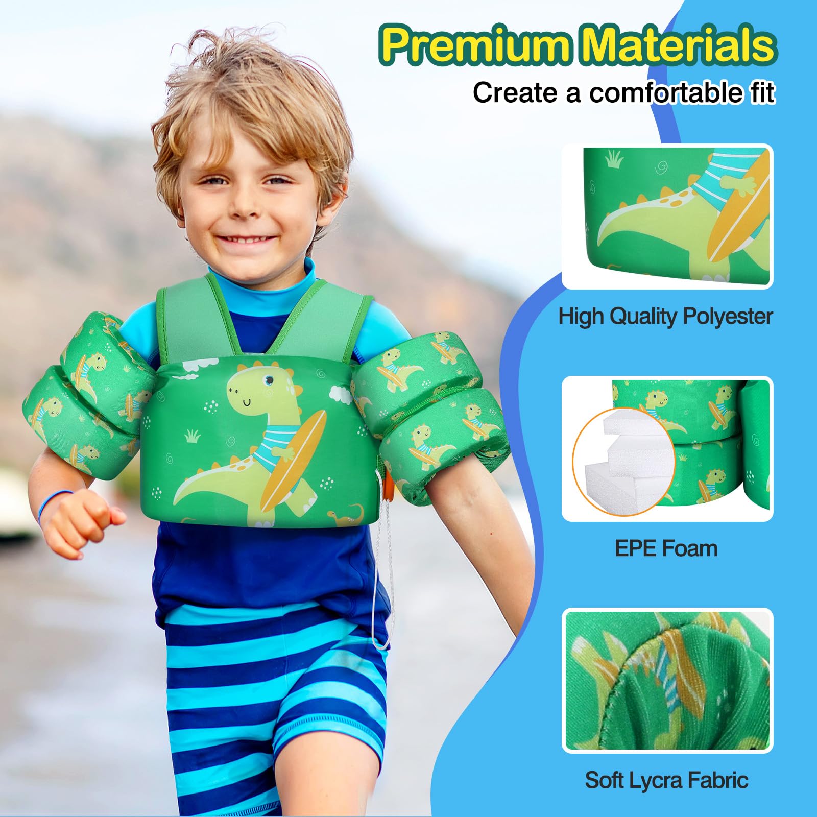 Foto 5 pulgar | Chaleco De Natación Moko Para Niños Pequeños, De 10 A 30 Kg, Color Verde - Venta Internacional.