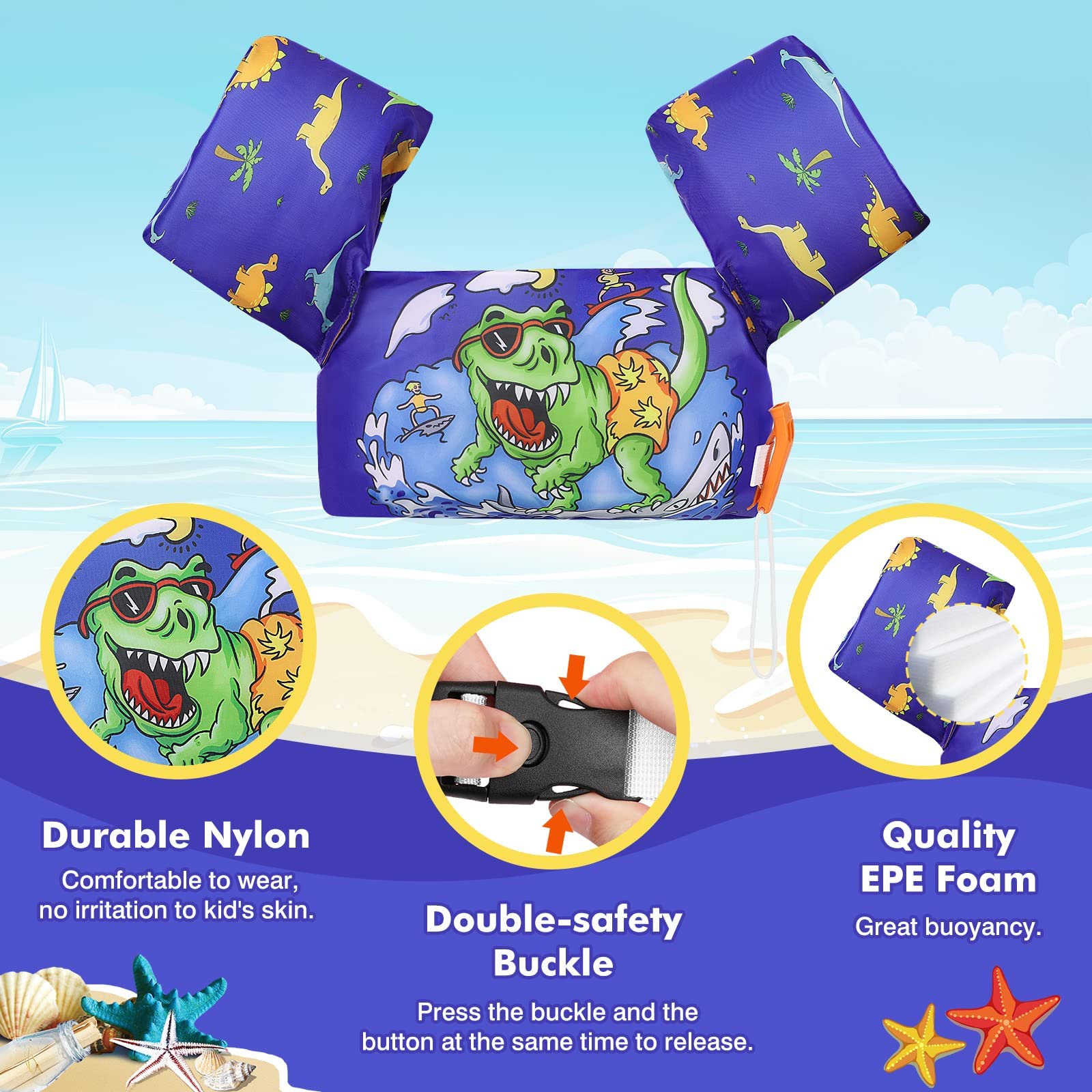 Foto 4 pulgar | Chaleco De Natación Moko Para Niños De 9 A 23 Kg, Azul - Venta Internacional.