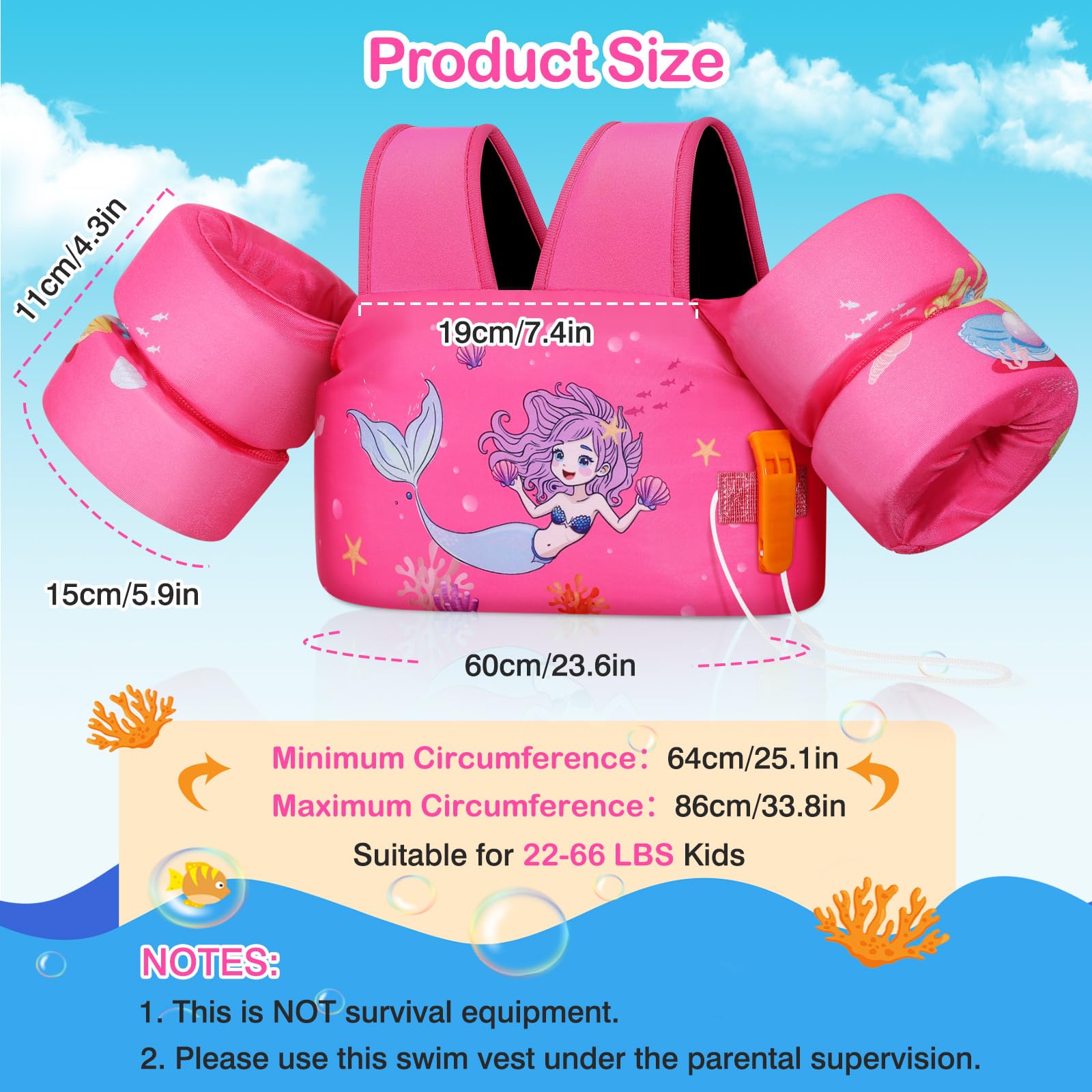 Foto 4 pulgar | Chaleco De Natación Moko Toddler Para Niños De 10 A 30 Kg, Niños Y Niñas - Venta Internacional.