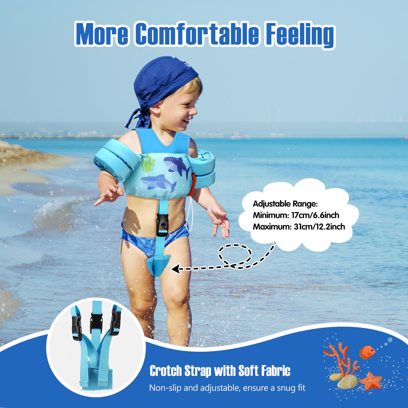 Foto 4 pulgar | Chaleco De Natación Para Niños Pequeños Moko De Espuma Epe De 6 A 9 A 14 Kg, Color Azul Claro - Venta Internacional.