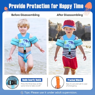 Foto 4 | Chaleco De Natación Para Niños Pequeños Moko De Espuma Epe De 6 A 9 A 14 Kg, Color Azul Claro - Venta Internacional.