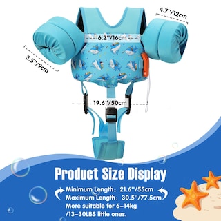 Foto 2 | Chaleco De Natación Moko Para Niños Pequeños, Flotadores Para Brazos, De 6 A 9 A 14 Kg, Blue Shark - Venta Internaci
