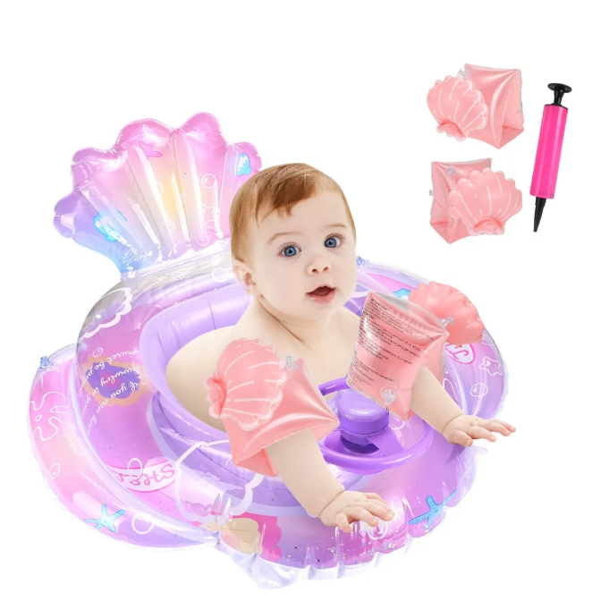 Foto 2 pulgar | Flotador Salvavidas Inflable Niño Anillo De Natación 1-5años Color Rosa-concha