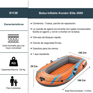 Foto 2 | Bote Inflable Lancha Bestway Kondor Elite 2000 Para 2 Personas