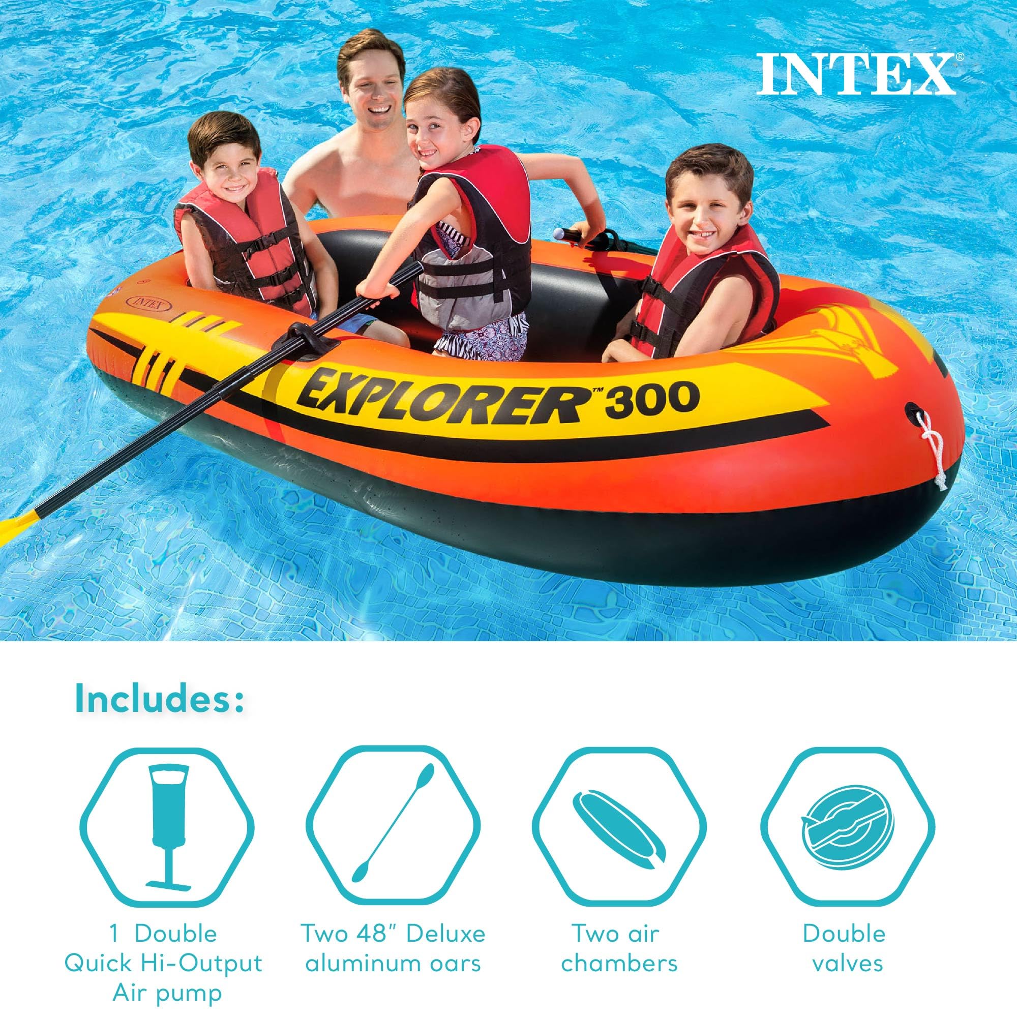 Foto 4 pulgar | Bote Inflable Intex Explorer 300 Para 3 Personas Con Remos Y Bomba - Venta Internacional.