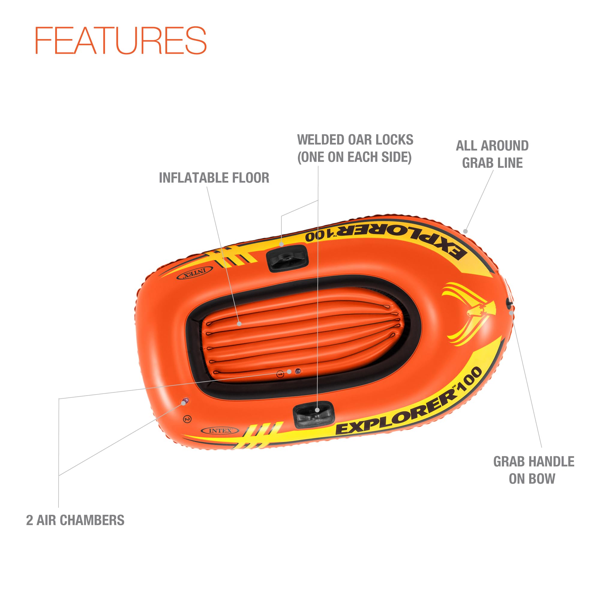 Foto 5 pulgar | Bote Inflable De Remos En Balsa Intex Explorer 100 Para 1 Persona Para Niños - Venta Internacional.
