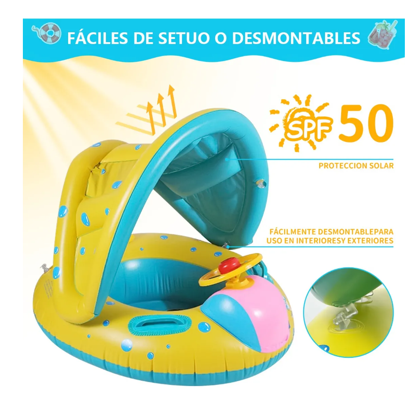 Foto 2 | Flotador Salvavidas Para Niños Inflables Para Alberca Toldo
