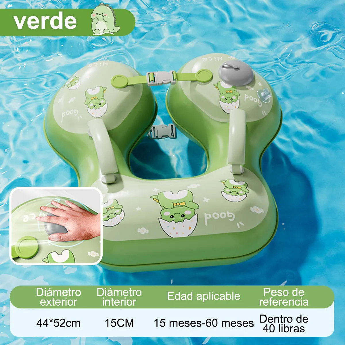 Foto 4 pulgar | Inflable Para Alberca Salvavidas Inflable Bebé Antivuelco Eo Safe Imports Esi-19251 Verde