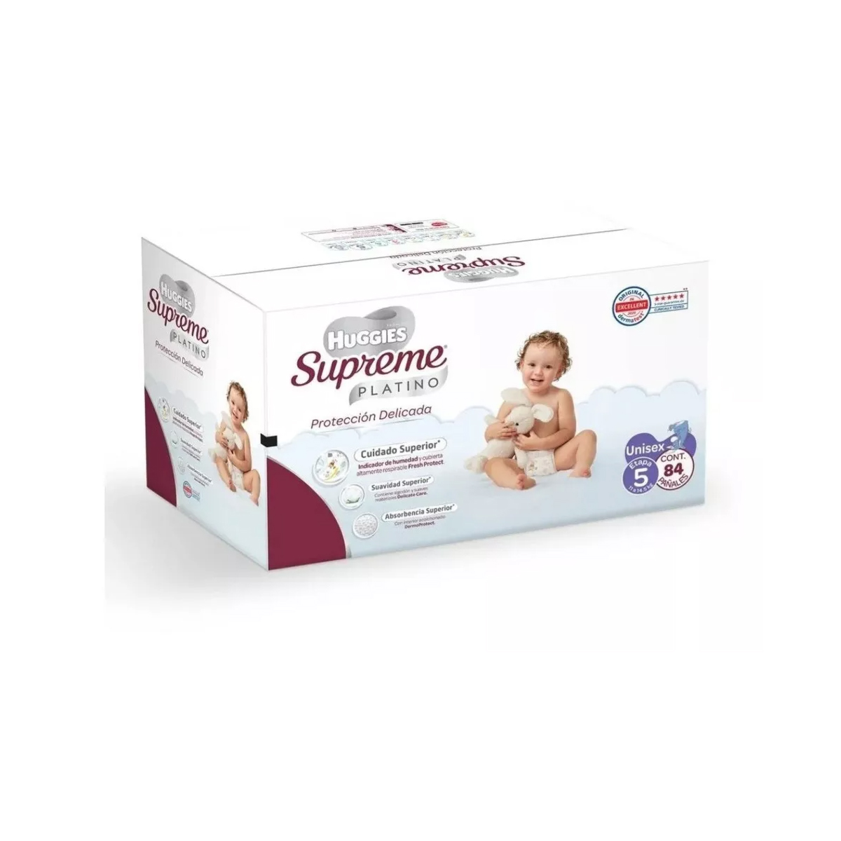 Pañales Huggies Supreme Platino Etapa 5 Unisex 84 Pañales