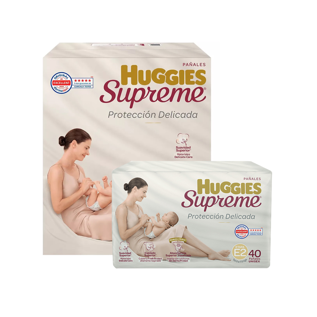 Foto 2 pulgar | Pañales Huggies Supreme Etapa 2 120 Piezas para Bebé