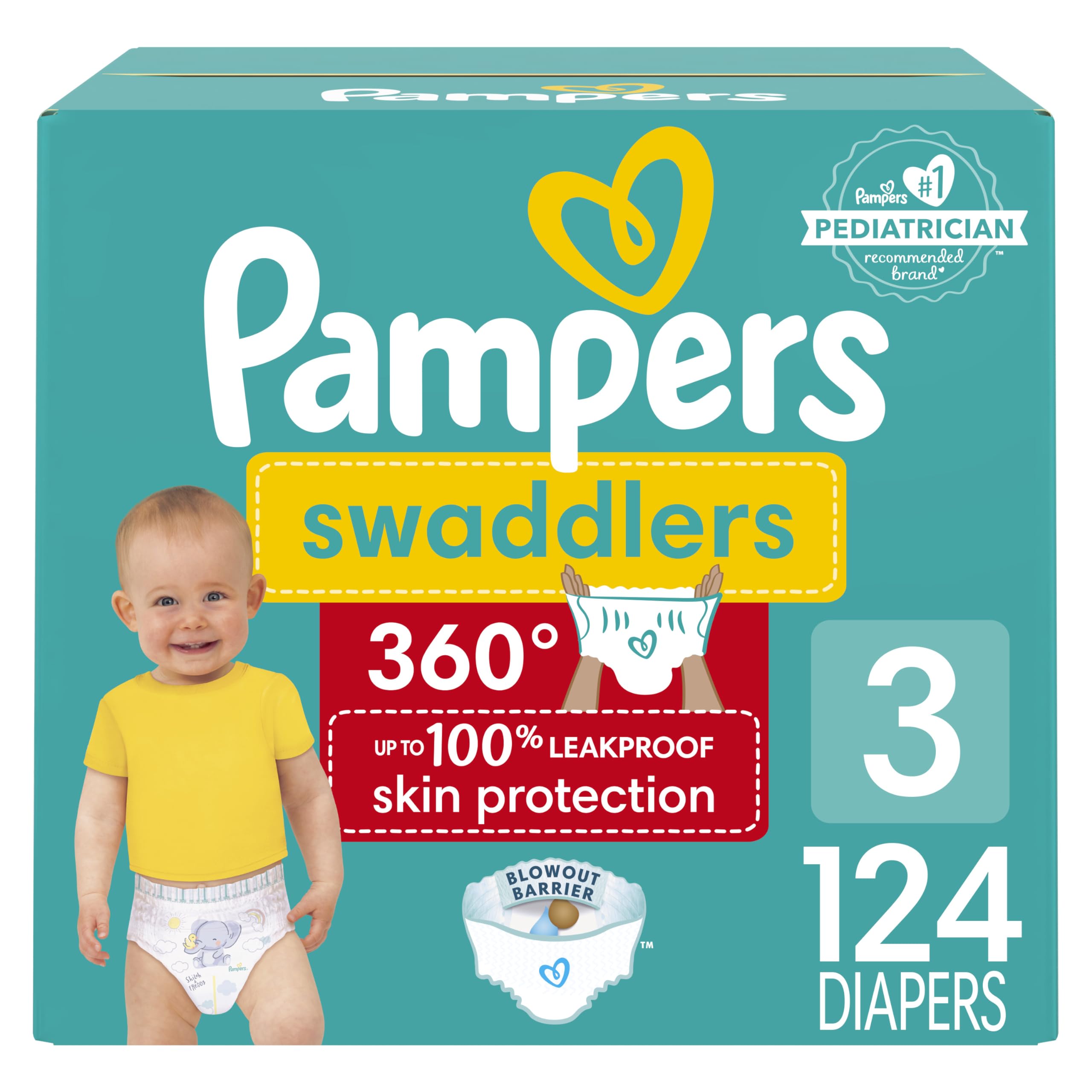 Foto 2 pulgar | Pañales Pampers Swaddlers 360, Tamaño 3, 6 A 10 Kg, 124 Unidades - Venta Internacional.