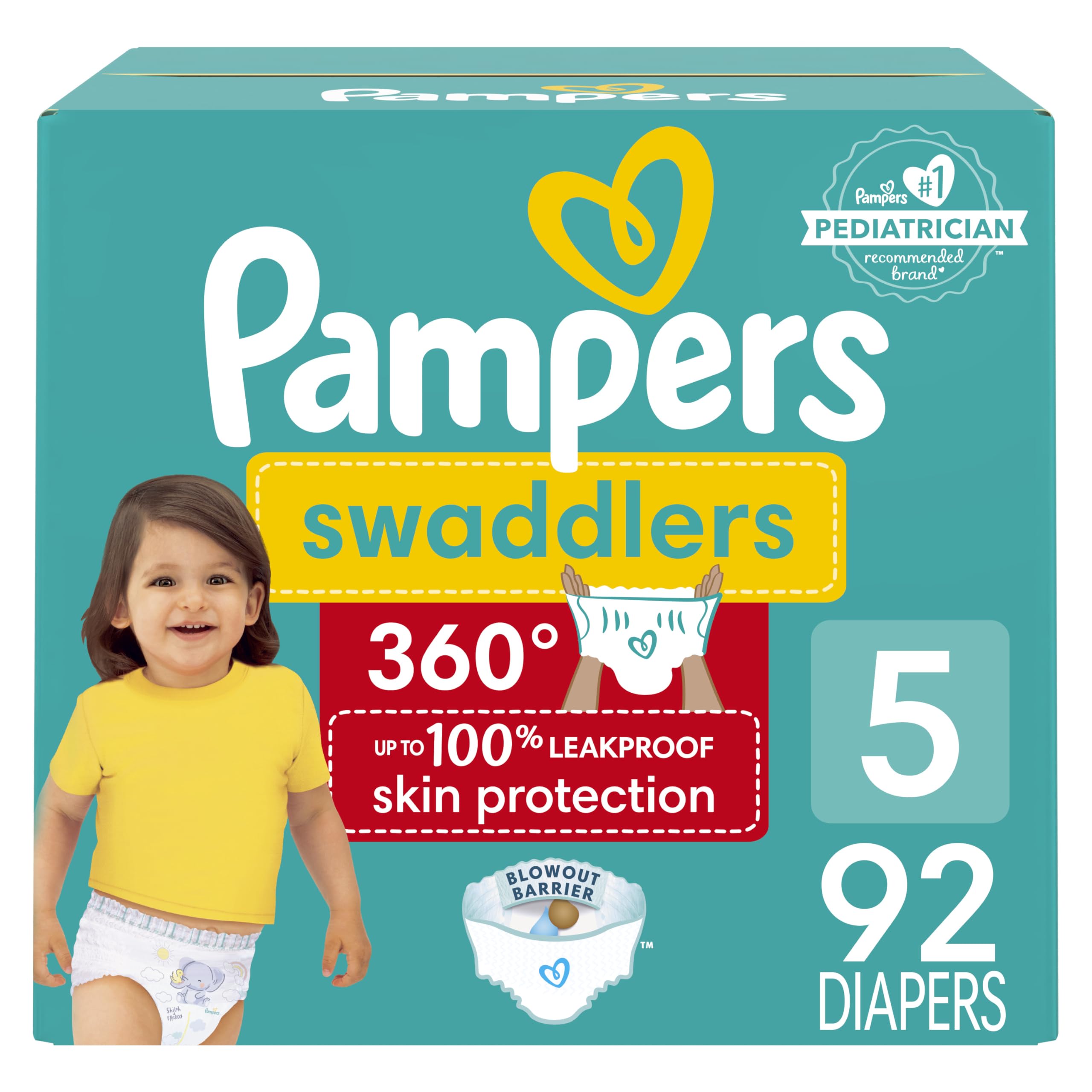 Foto 2 pulgar | Pañales Pampers Swaddlers 360 Sin Cordones, Tamaño 5, 92 Unidades - Venta Internacional.