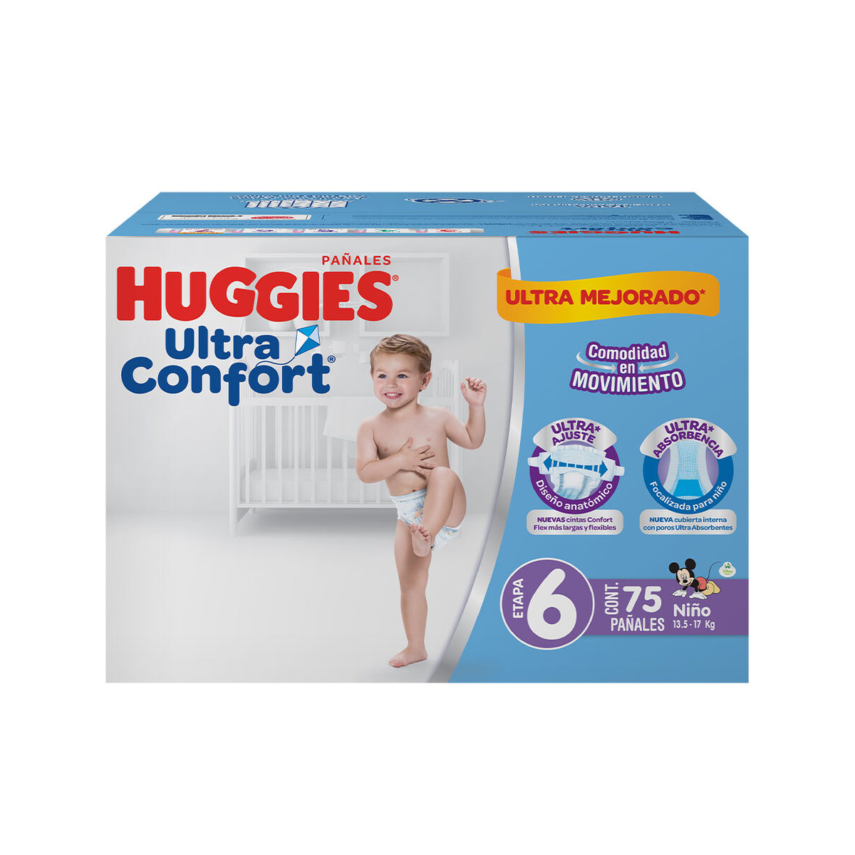 Pañales Huggies Ultraconfort Etapa 6 Niño 75 Pañales