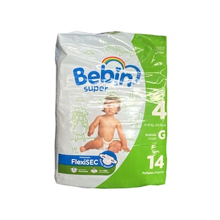 Foto 2 | Pañal Bebin Súper Extra Grande 14 Piezas