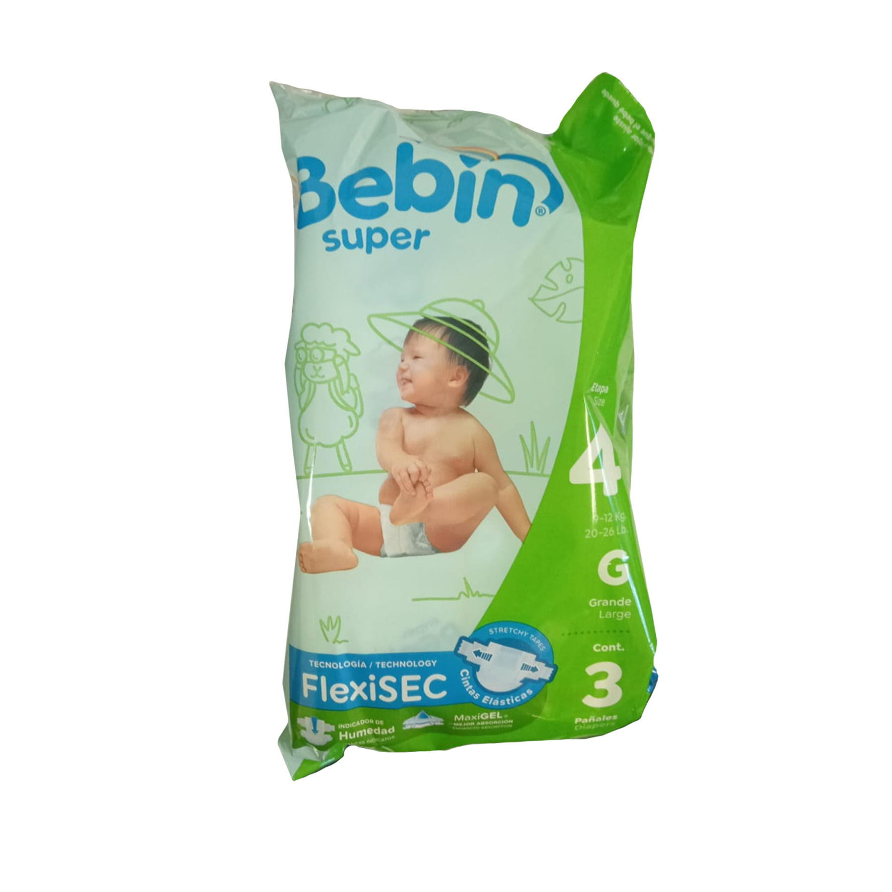 Pañales Desechables Bebin Super Flexisec Grande Etapa 4