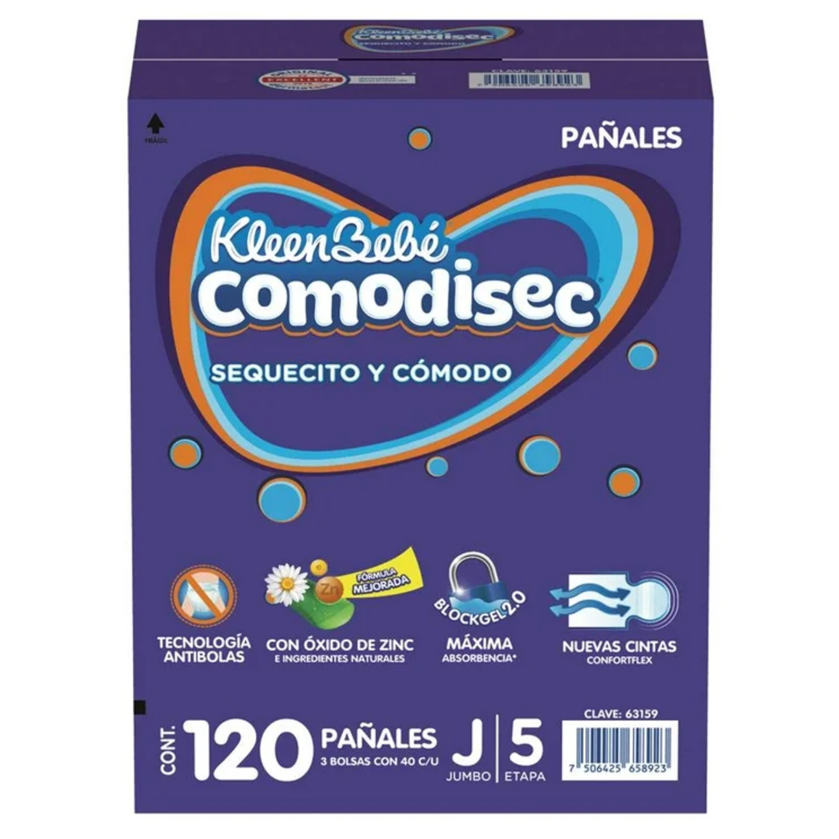 Foto 1 | Pañal Kleen Bebé Comodisec Jumbo Etapa 5 120pz