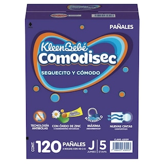 Foto 1 | Pañal Kleen Bebé Comodisec Jumbo Etapa 5 120pz