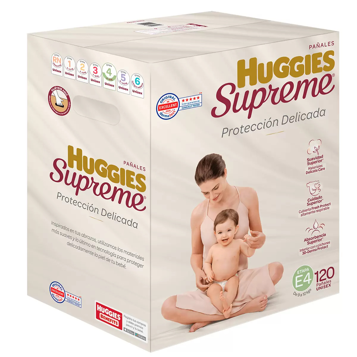 Foto 3 pulgar | Pañales Huggies Supreme Etapa 4 Unisex 120pz