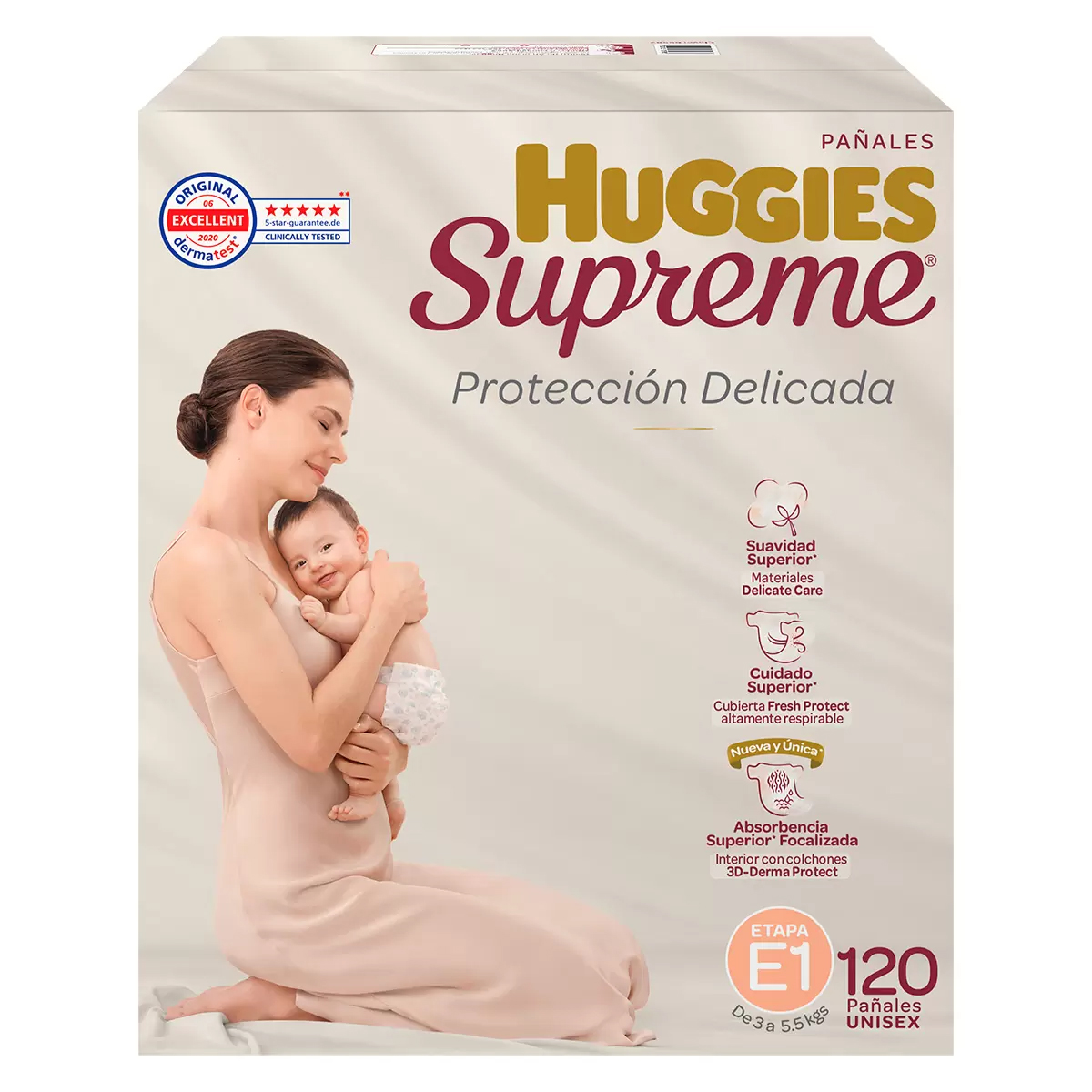 Foto 2 pulgar | Pañales Huggies Supreme Etapa 1 Unisex 120 Pañales