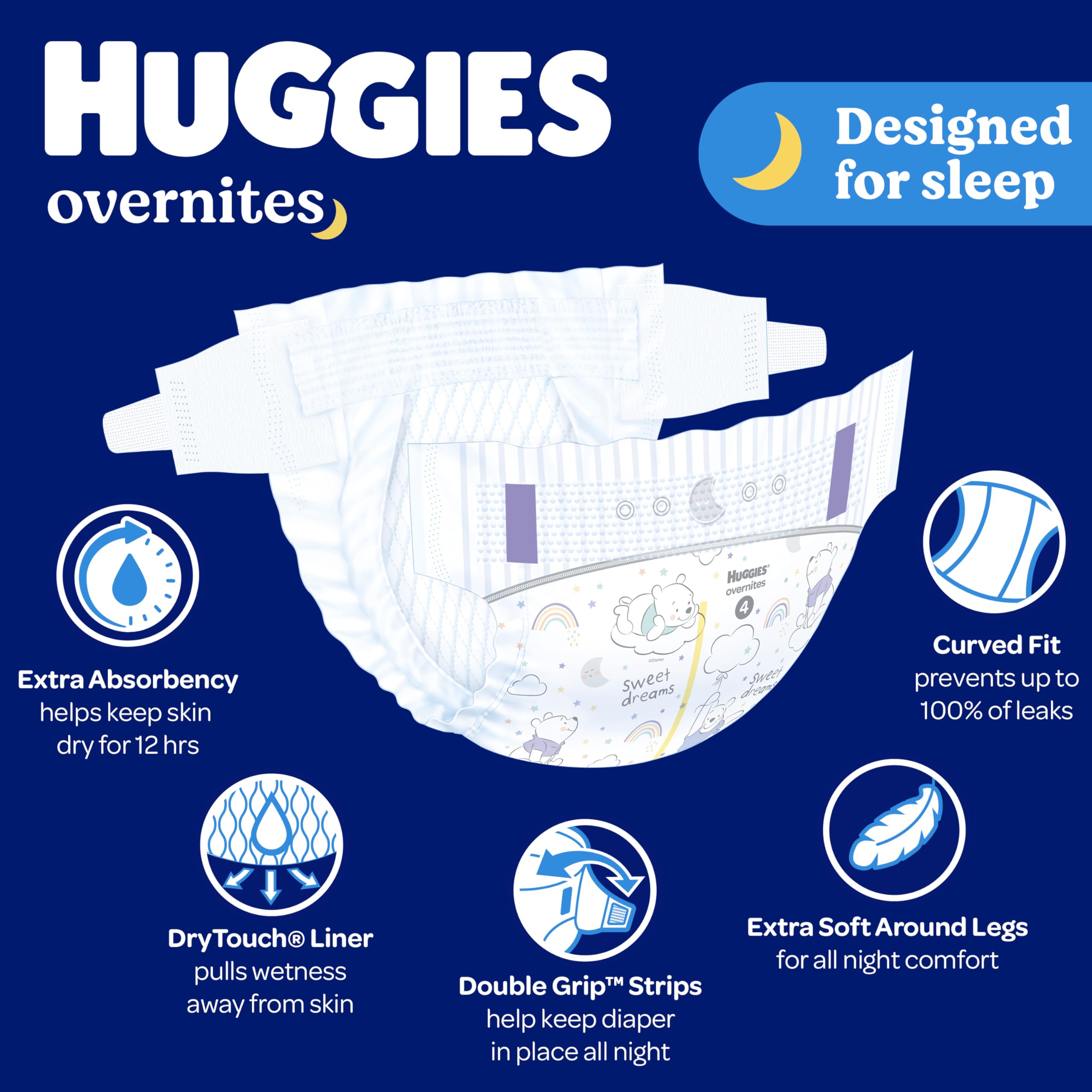 Foto 6 | Pañales Huggies Overnites Tamaño de 60 Piezas para Bebé-Venta Internacional