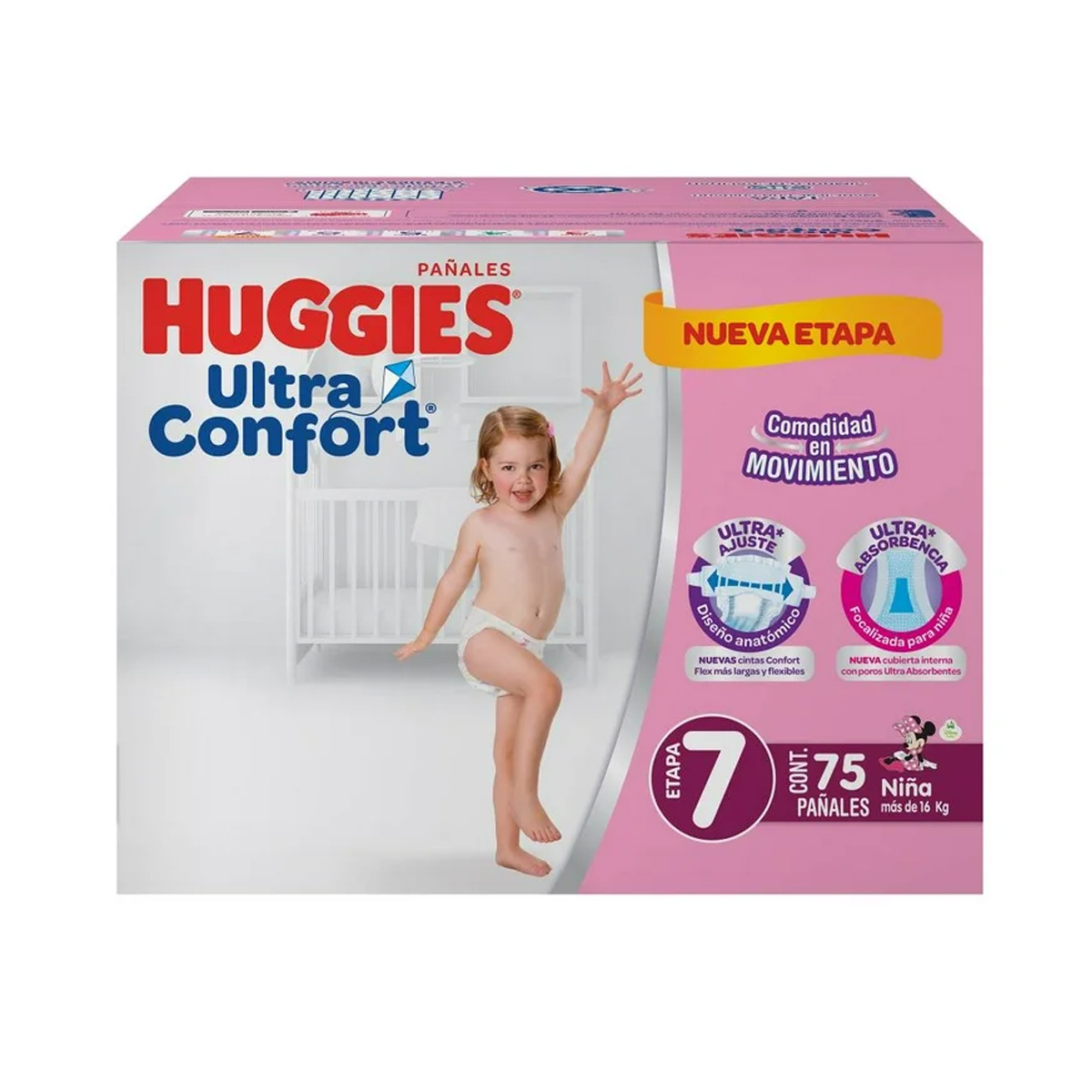 Foto 2 pulgar | Pañales Huggies Ultraconfort Etapa 7 Niña 75 Pañales