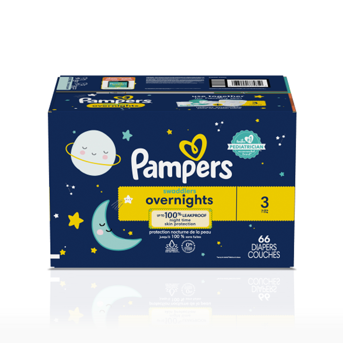 Foto 1 | Pañales Pampers Swaddlers Overnights Talla 3 66pz