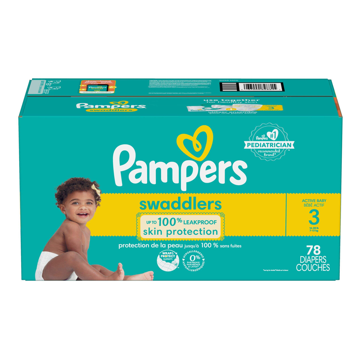 Foto 2 pulgar | Pañales Pampers Swaddlers Active Baby Talla 3 78pz