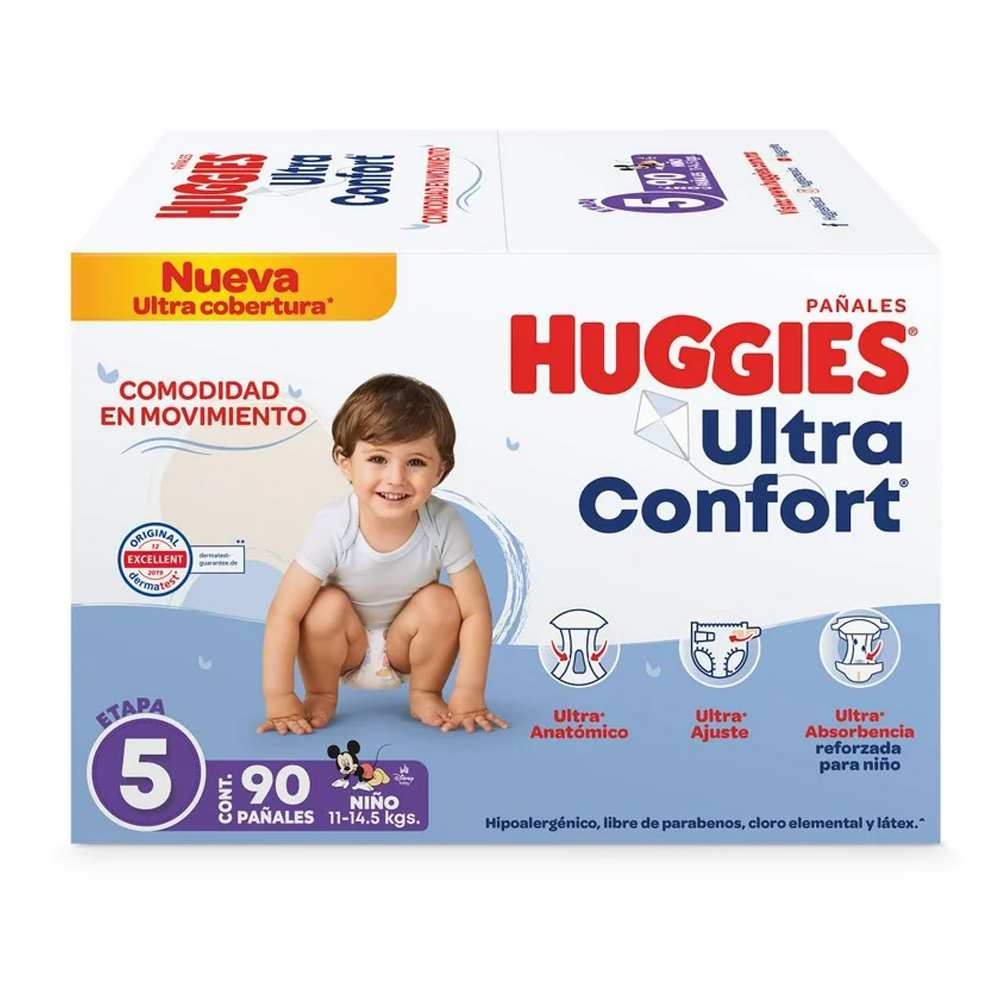 Foto 2 pulgar | Pañales Huggies Ultraconfort Etapa 5 Niño 90 Pañales