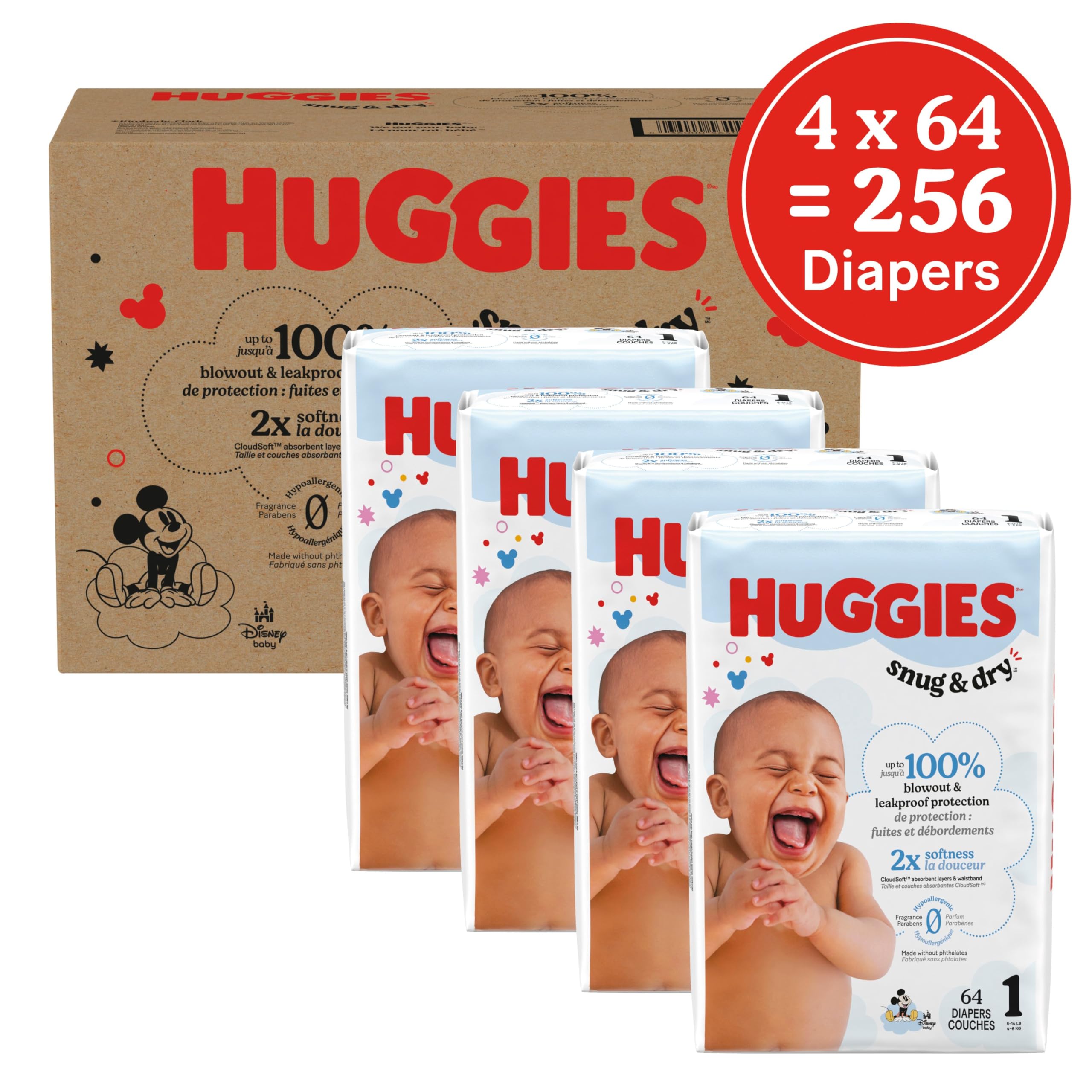 Foto 3 pulgar | Pañales Huggies Snug & Dry Para Recién Nacidos, Talla 1 (3,6 A 6,4 Kg), 256 Unidades - Venta Internacional.