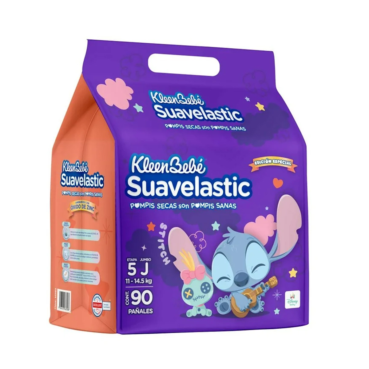 Foto 1 | Pañal Kleen Bebé Suavelastic Etapa 5 Jumbo 90pz Stitch