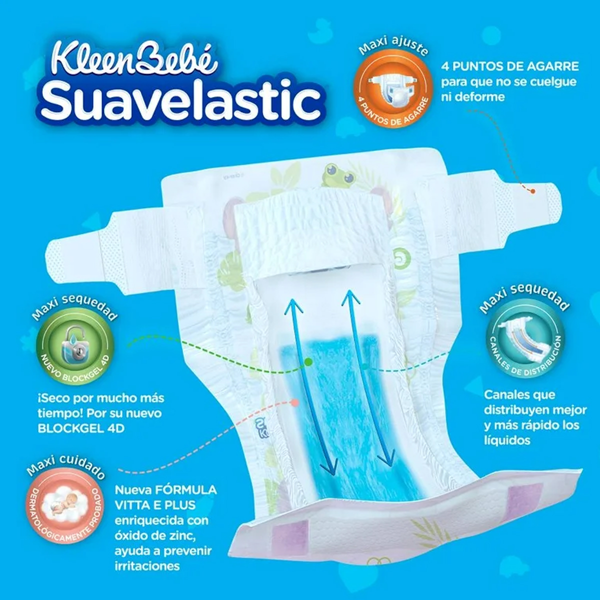 Foto 4 pulgar | Pañal Kleen Bebé Suavelastic Etapa 4 Grande 96pz Stitch