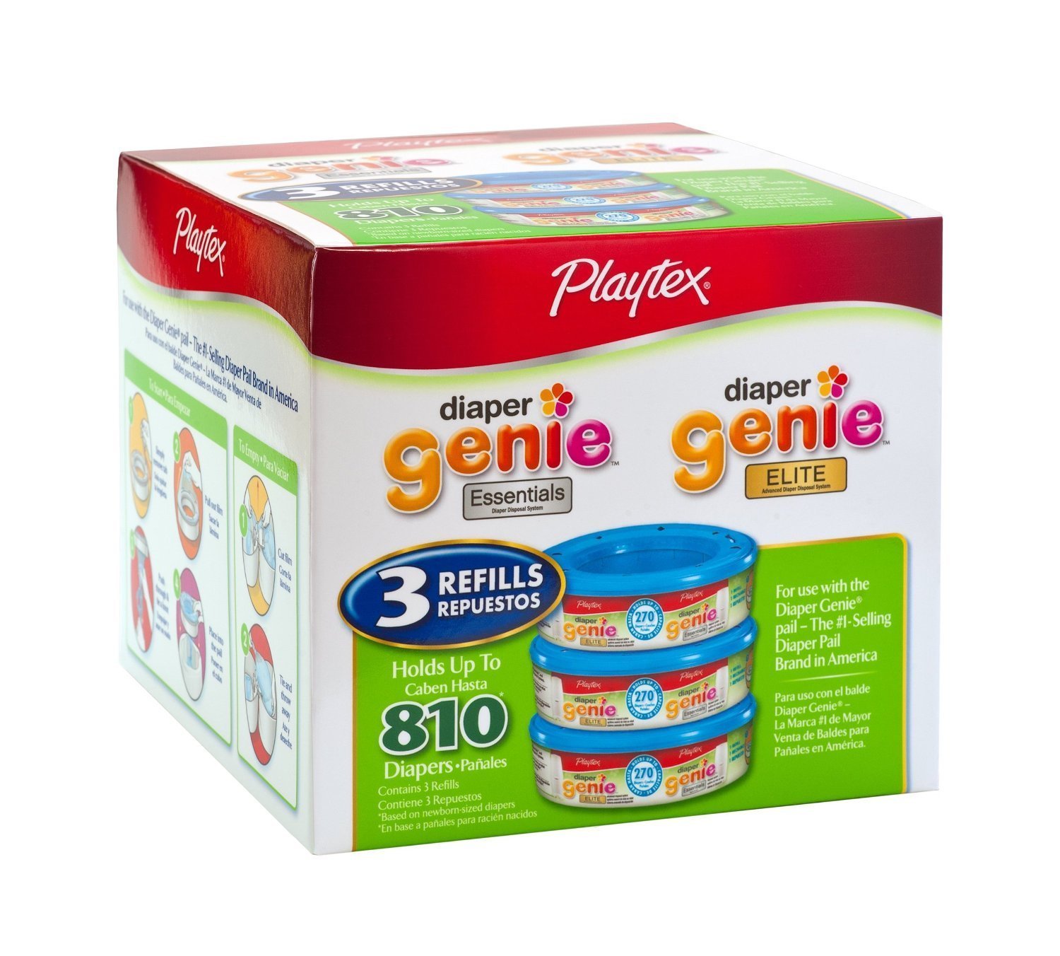 Foto 2 pulgar | Recambio Para Pañales Playtex, 810 Unidades, Paquete Total De 3 (270 Ml Cada Uno) - Venta Internacional.