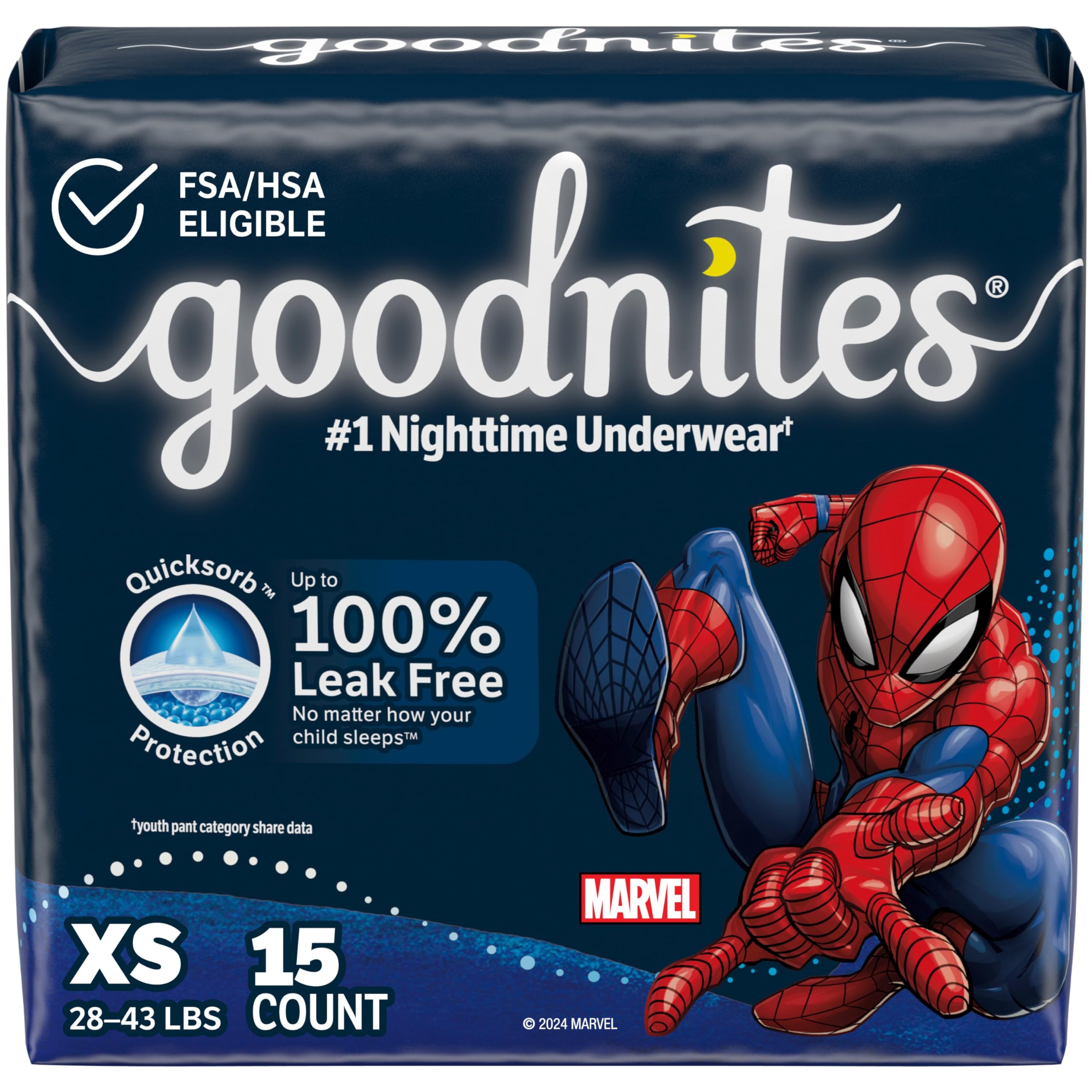 Ropa Interior Para Enuresis Nocturna Goodnites Para Niños, Xs, 28 A 43 Libras, 15 Unidades - Venta Internacional.