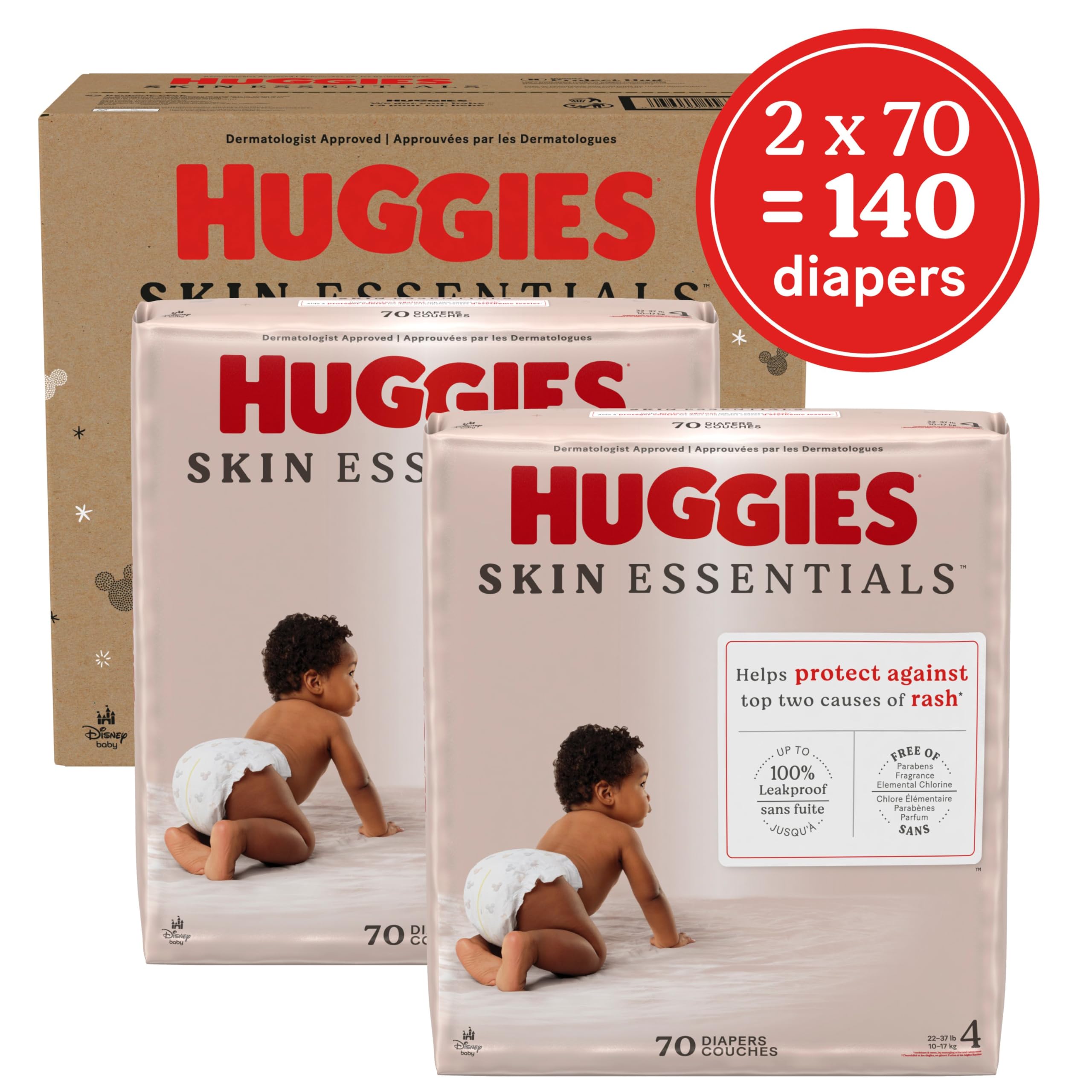 Foto 3 pulgar | Pañales Huggies Skin Essentials, Tamaño 4 (10-16 Kg), 140 Unidades - Venta Internacional.