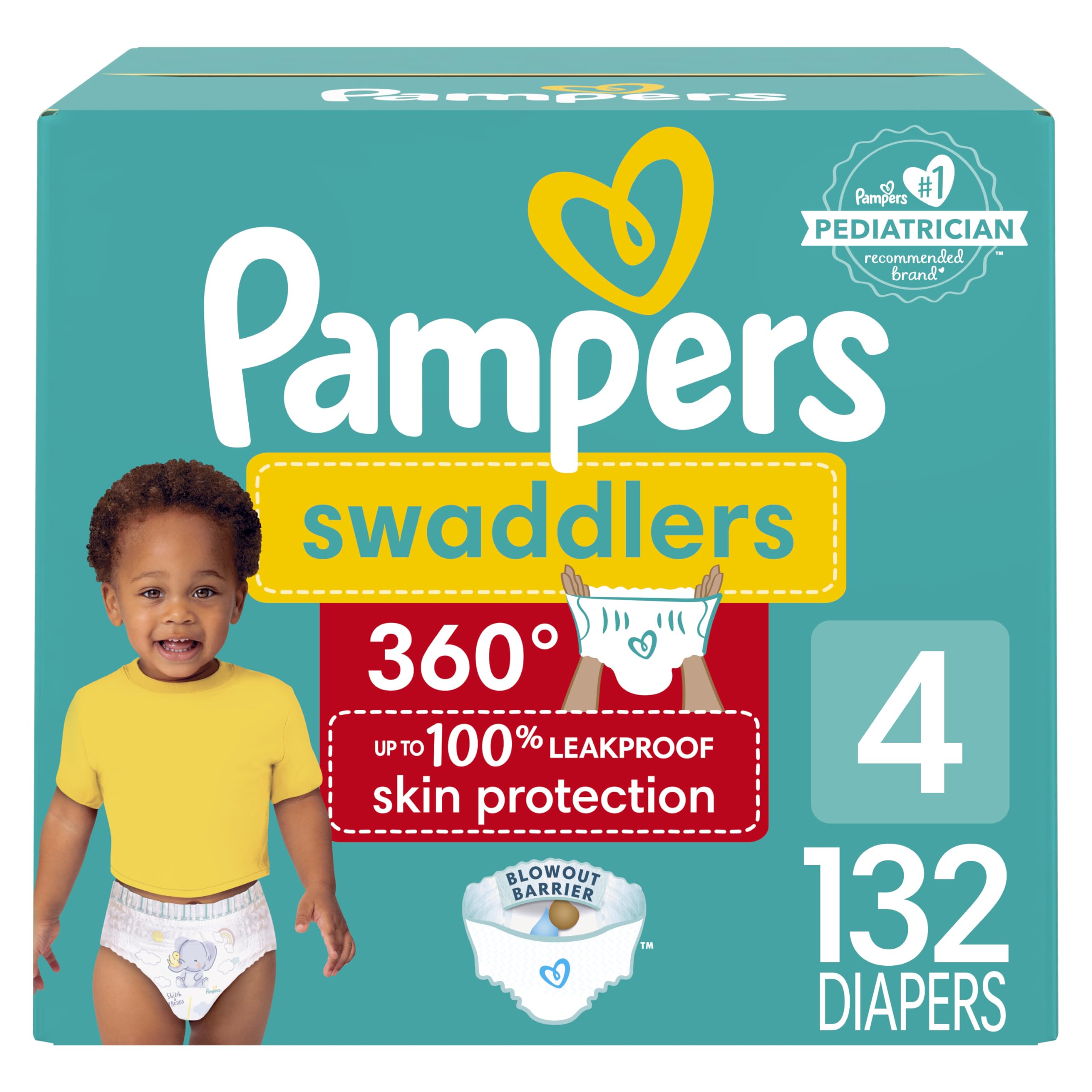 Pañales Pampers Swaddlers 360, Talla 4, 132 Unidades, Un Mes - Venta Internacional.