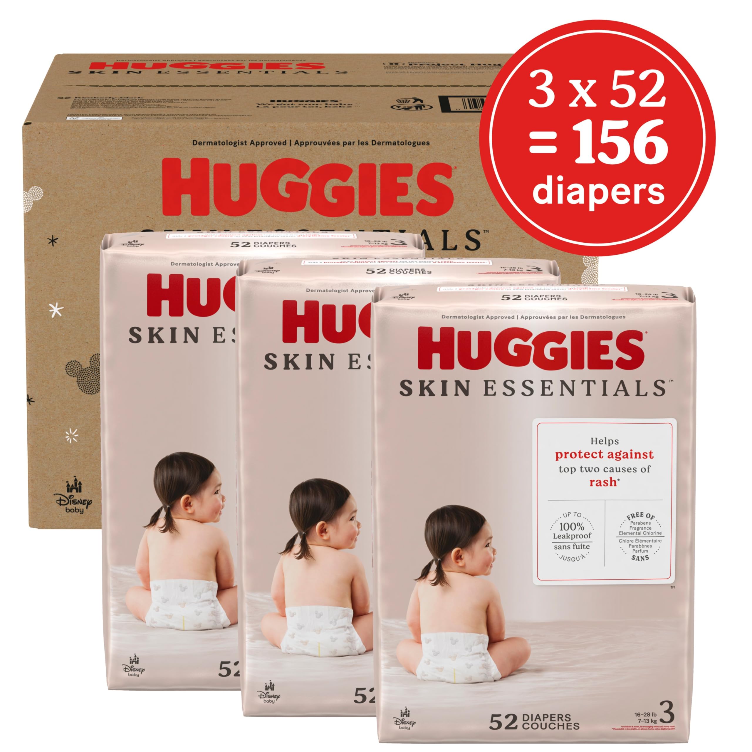 Foto 2 | Pañales Huggies Skin Essentials Talla 3 (7-13 Kg) 156 Unidades - Venta Internacional.