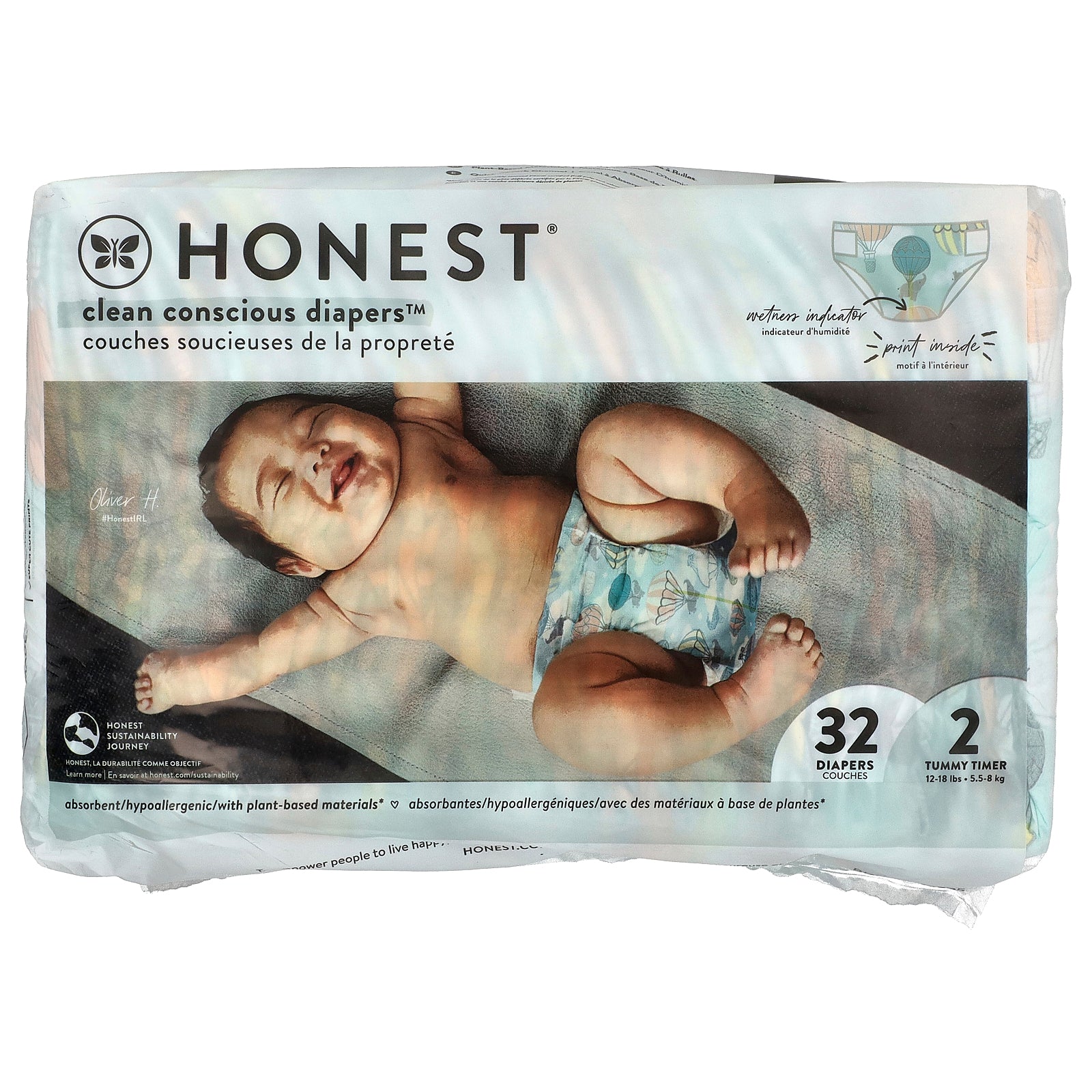 Pañales The Honest Company Clean Conscious, Talla 2, 5-8 Kg, 32 - Venta Internacional.