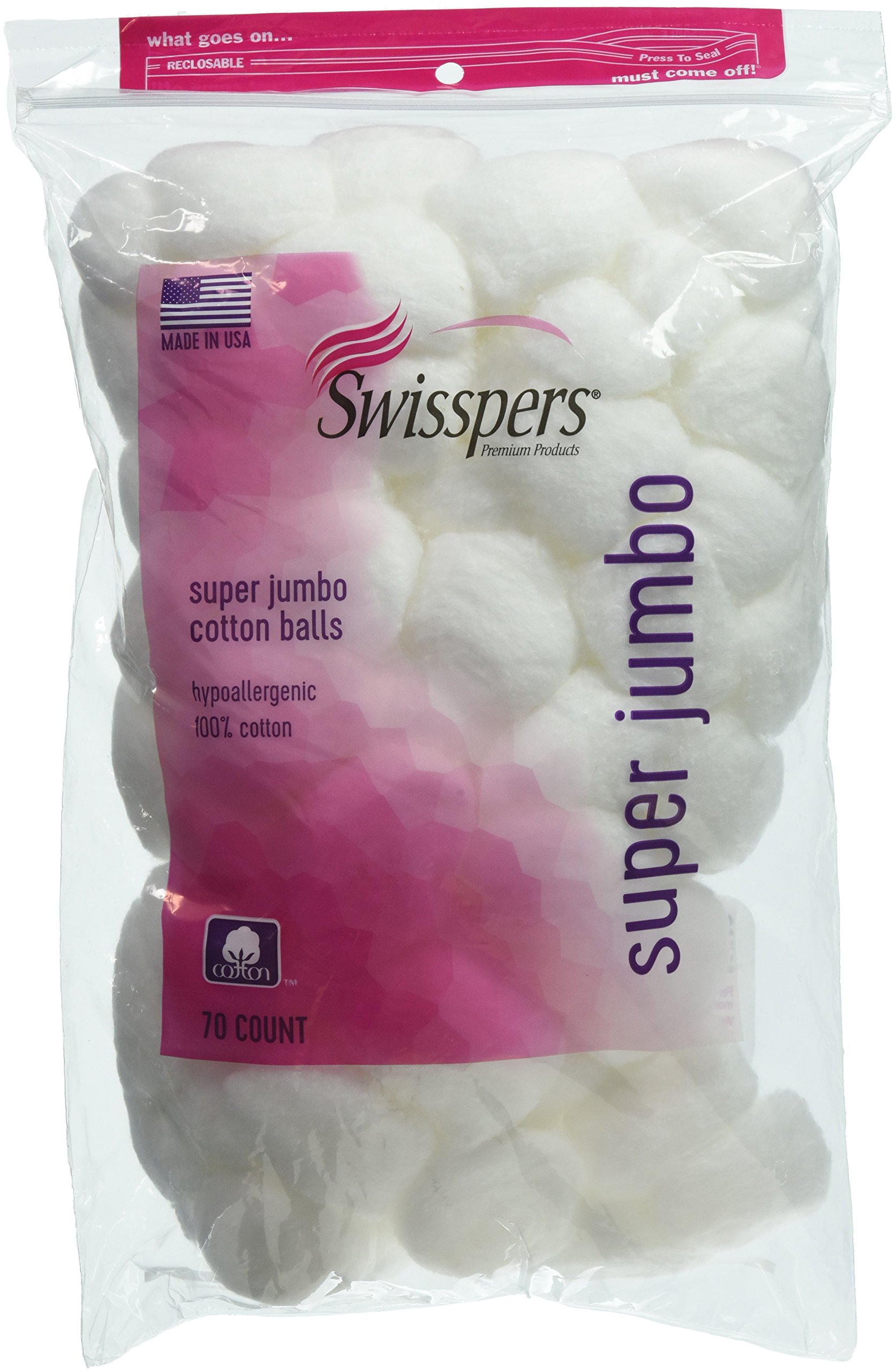 Bolas De Algodón Swisspers Super Jumbo  70 Ml  70 Unidades (paquete De 2) - Venta Internacional.