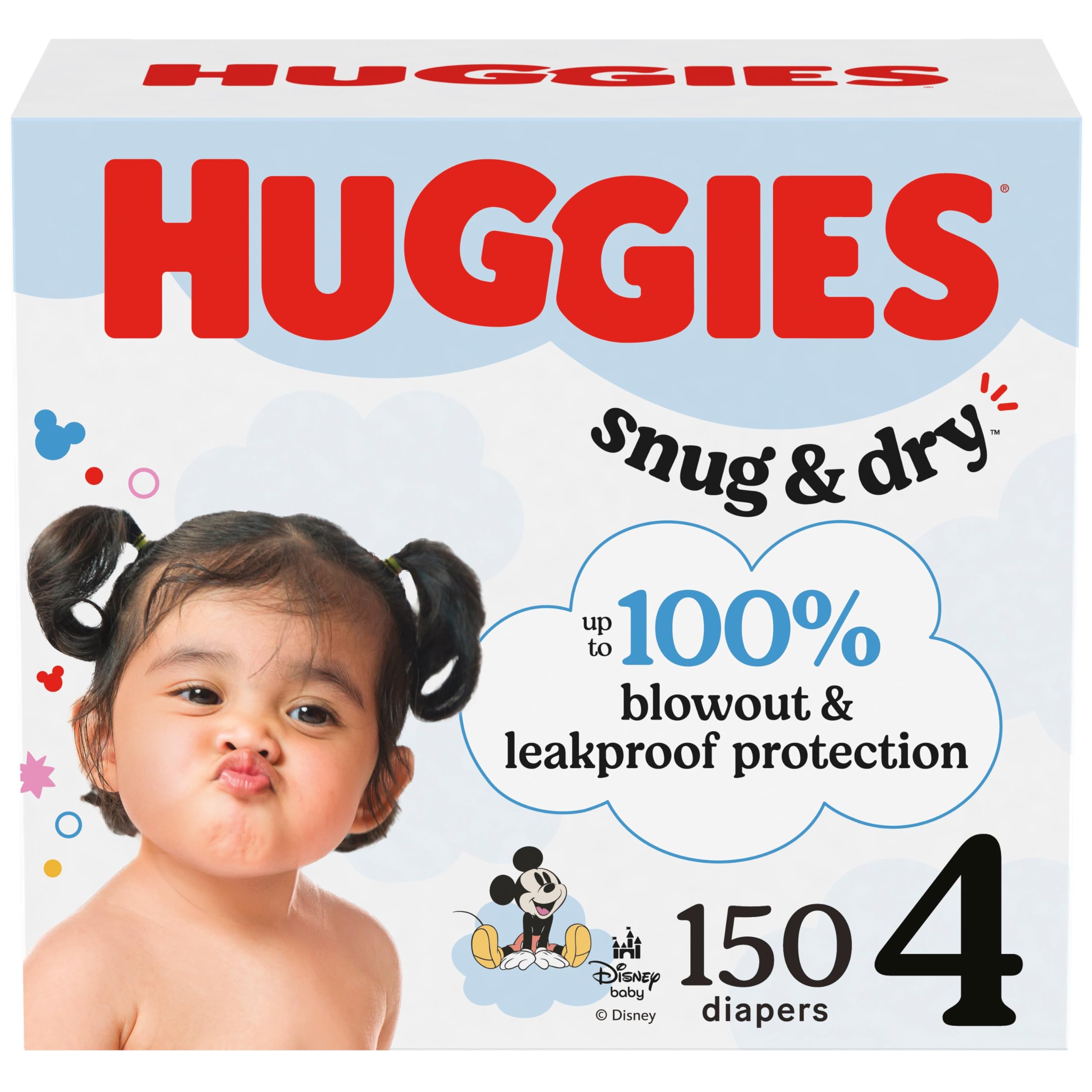 Pañales Huggies Snug & Dry  Tamaño 4 (10-16 Kg)  150 Unidades - Venta Internacional.