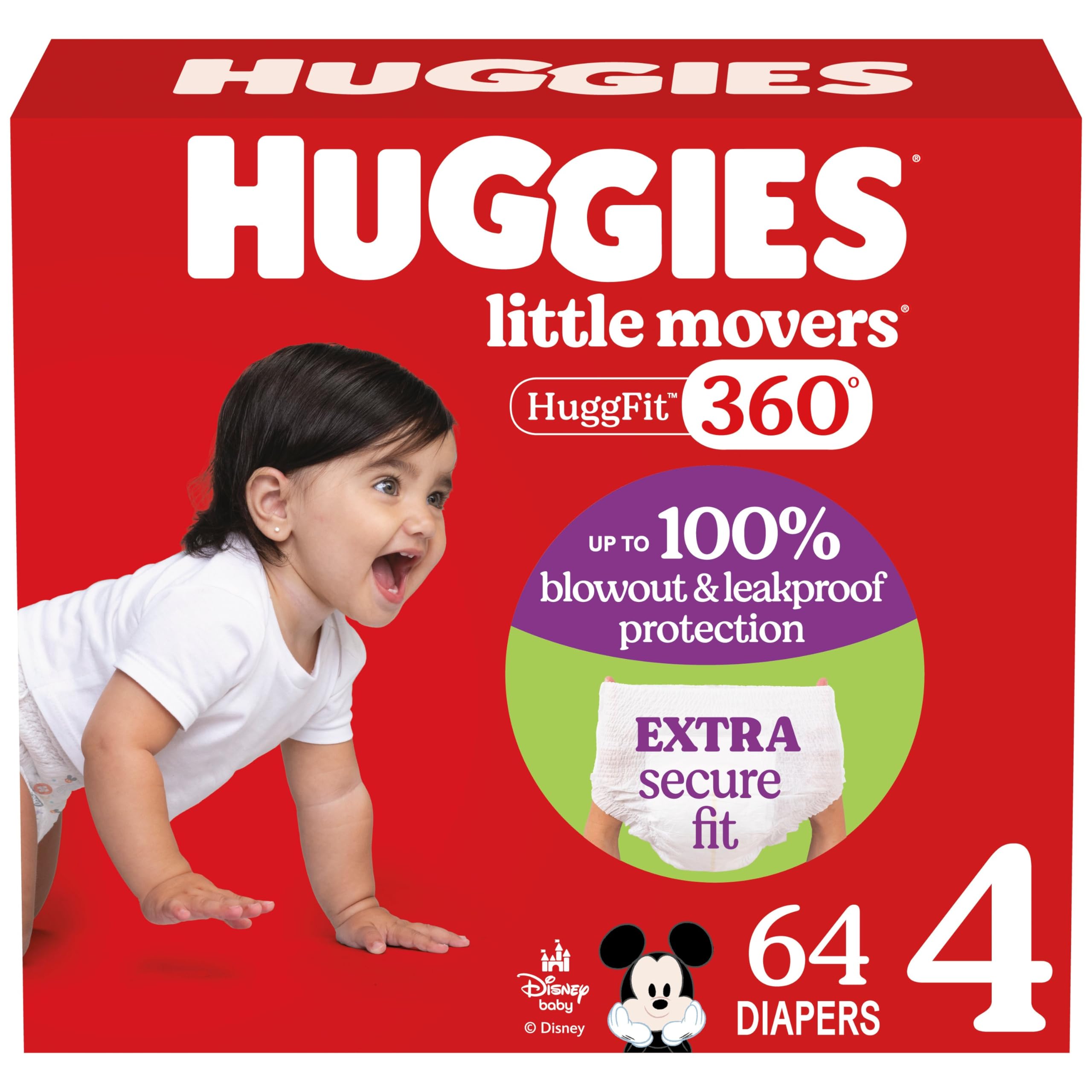 Pañales Para Bebés Huggies Little Movers Huggfit 360°  Talla 4 (10-17 Kg) - Venta Internacional.