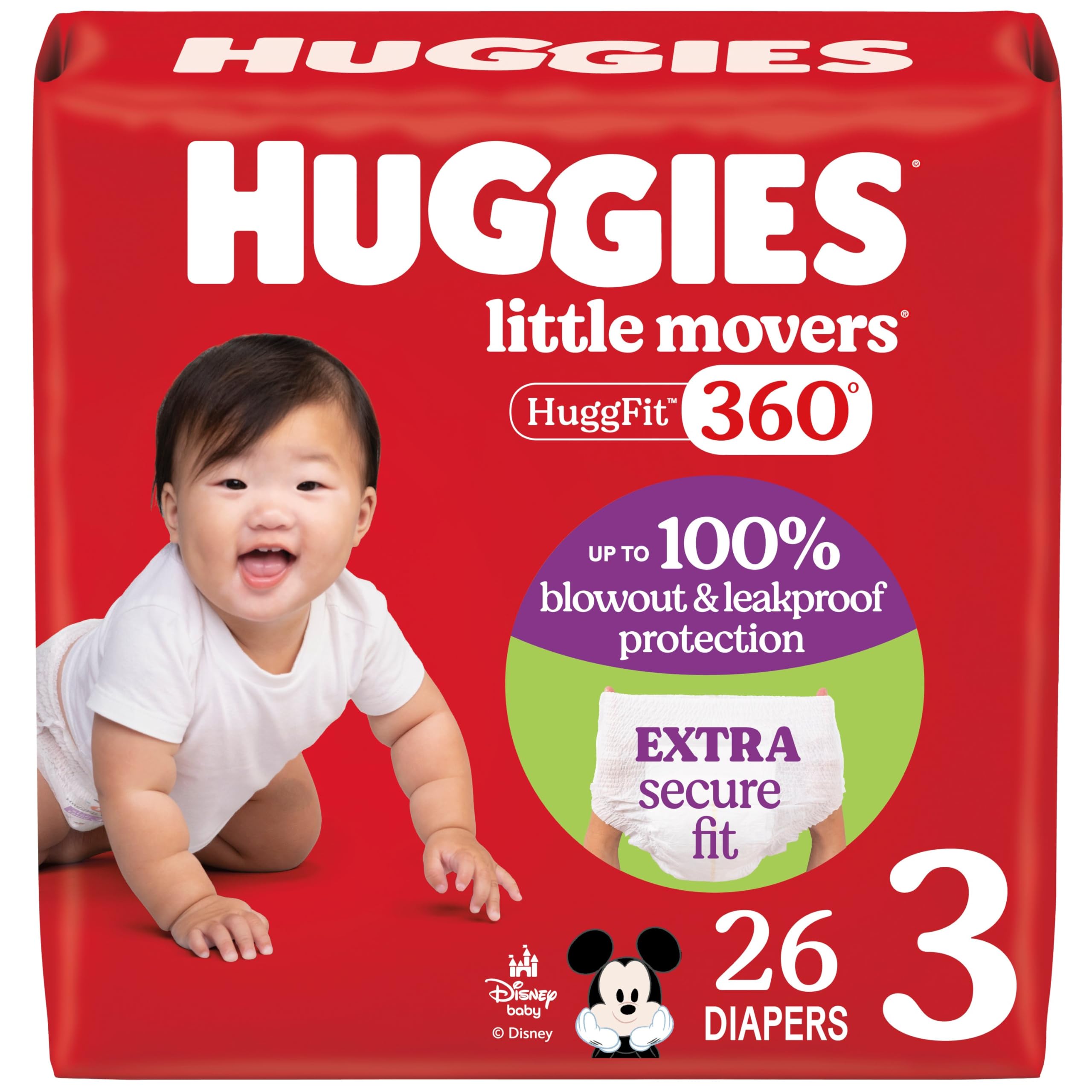 Pañales Huggies Little Movers Huggfit 360°  Talla 3 (7-13 Kg) 26 - Venta Internacional.