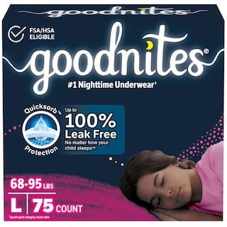 Foto 1 | Ropa Interior Para Enuresis Nocturna Goodnites Para Niñas Talla L 68 A 95 Libras - Venta Internacional.
