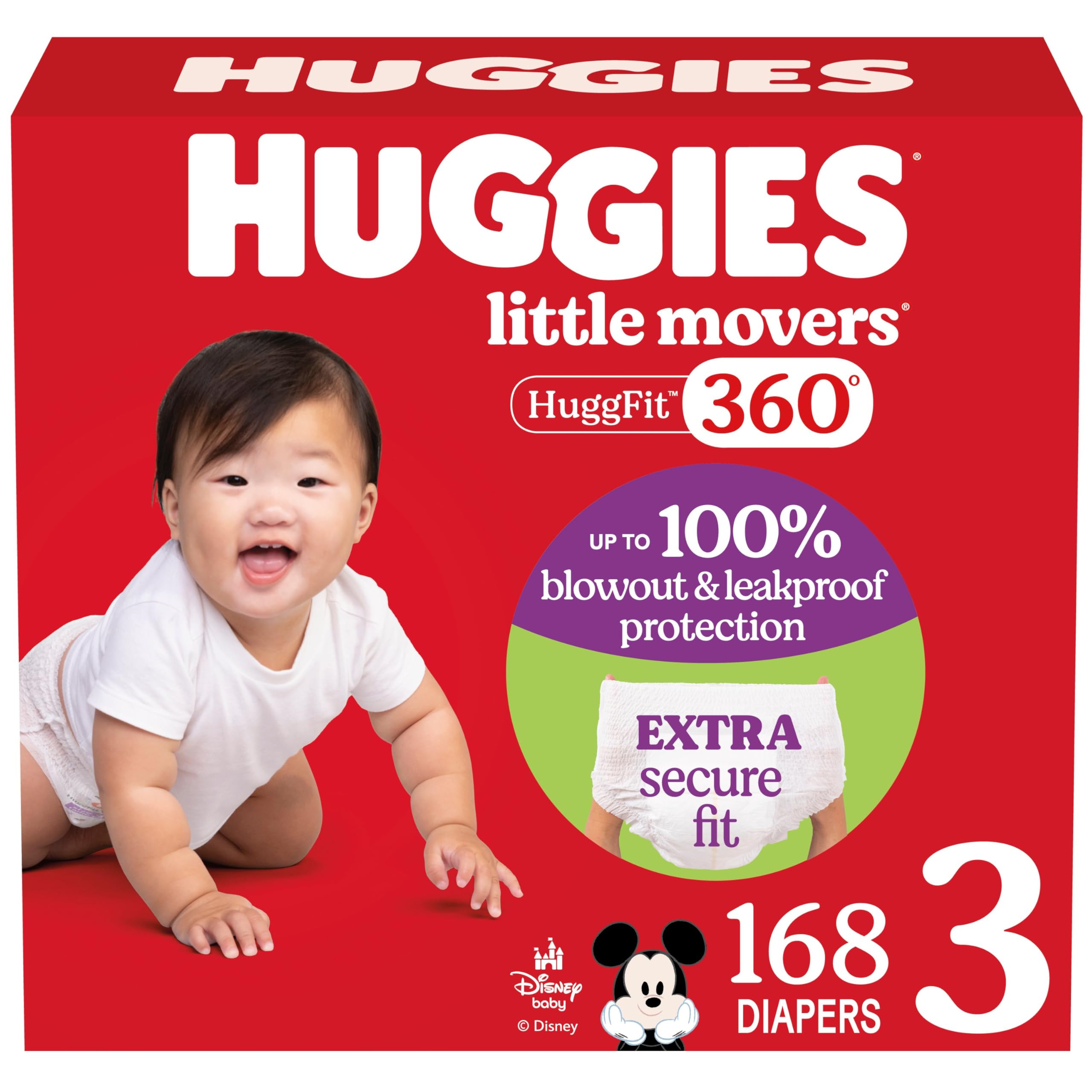 Foto 2 pulgar | Pañales Huggies Little Movers Huggfit 360°  Talla 3 (7-13 Kg) X168 - Venta Internacional.