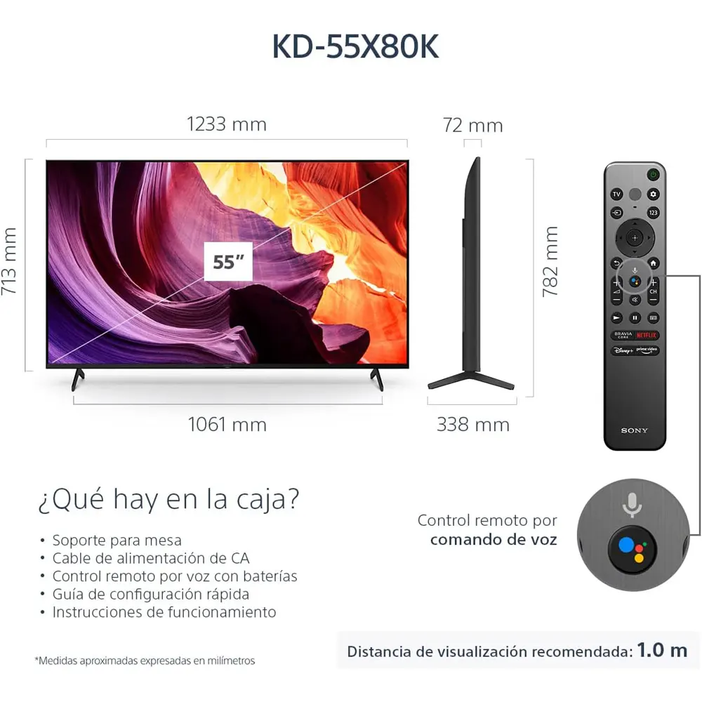 Foto 3 pulgar | Sony Smart Tv 55'' X80ck Led 4k Uhd Hdr Google Tv Reacondicionado