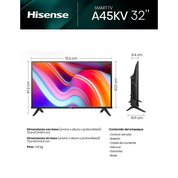 Foto 6 pulgar | Televisor Hisense 32A45KV, 32 pulgadas, LED HD, 1366 x 768 Pixeles, SMART VIDAA