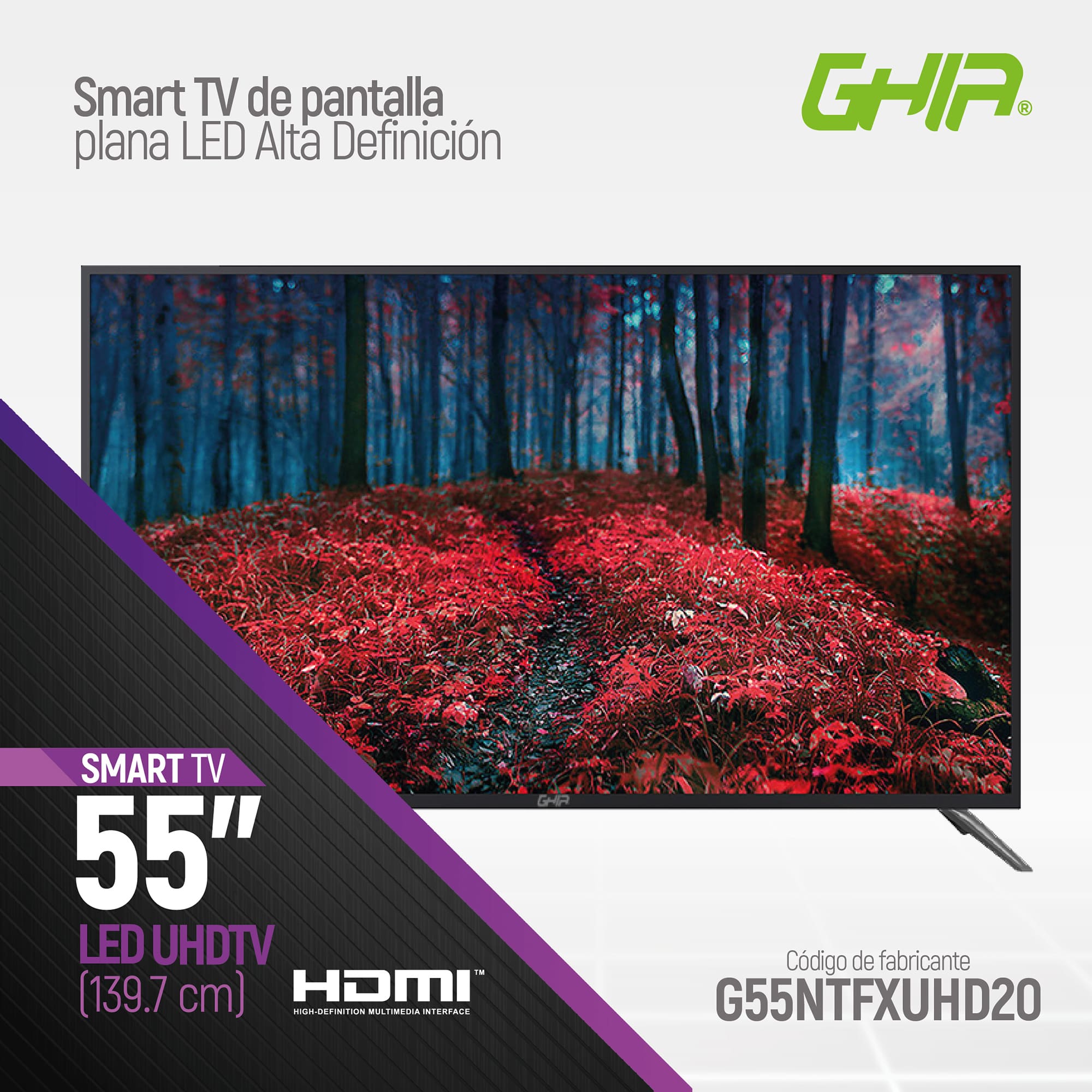 Foto 4 pulgar | Televisión 55'' Ghia G55atv22 4k Ultra Hd Smart Android Tv Negra