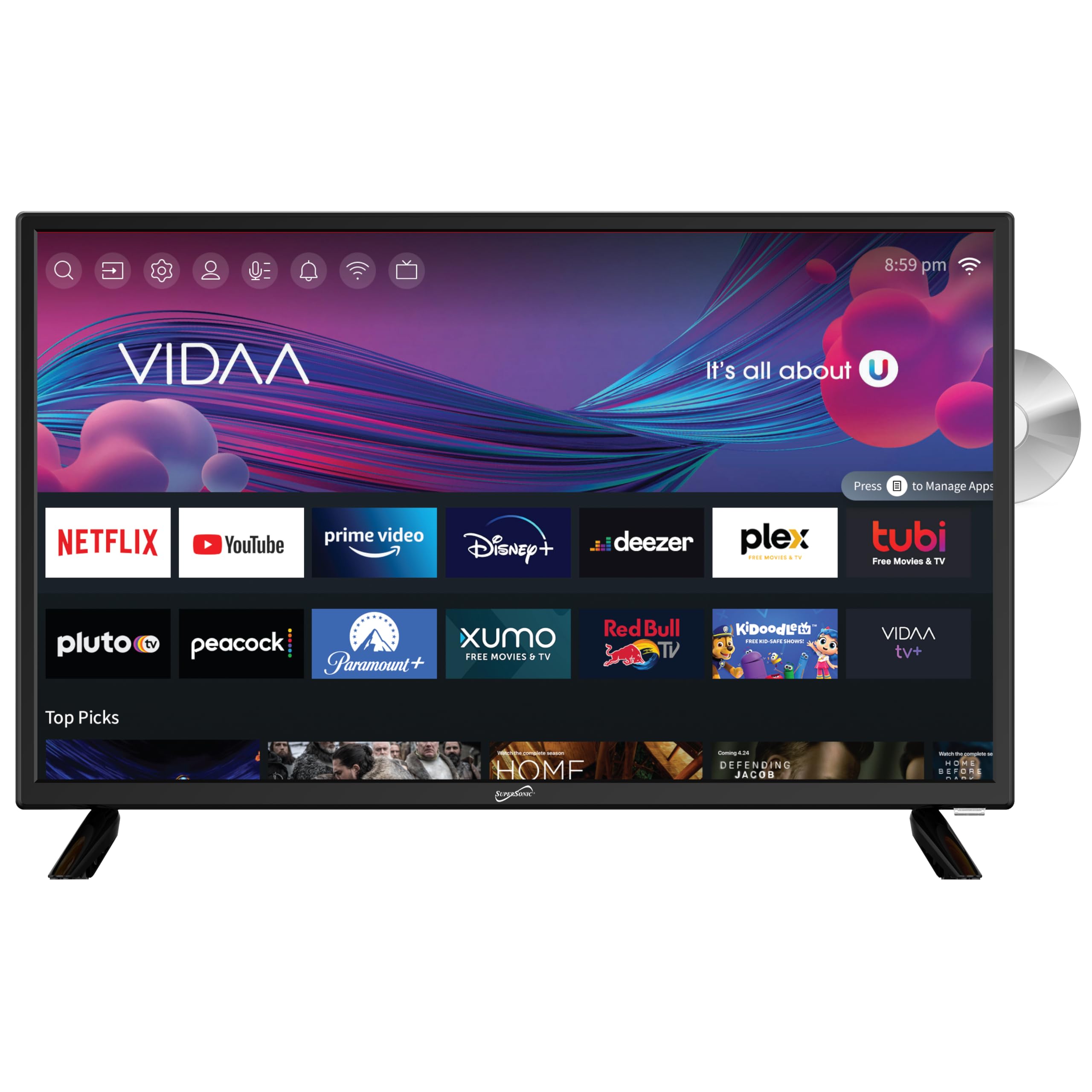 Smart Hdtv Supersonic Sc-2426sdvd De 24 Pulgadas Con Reproductor De Dvd 1080p - Venta Internacional.