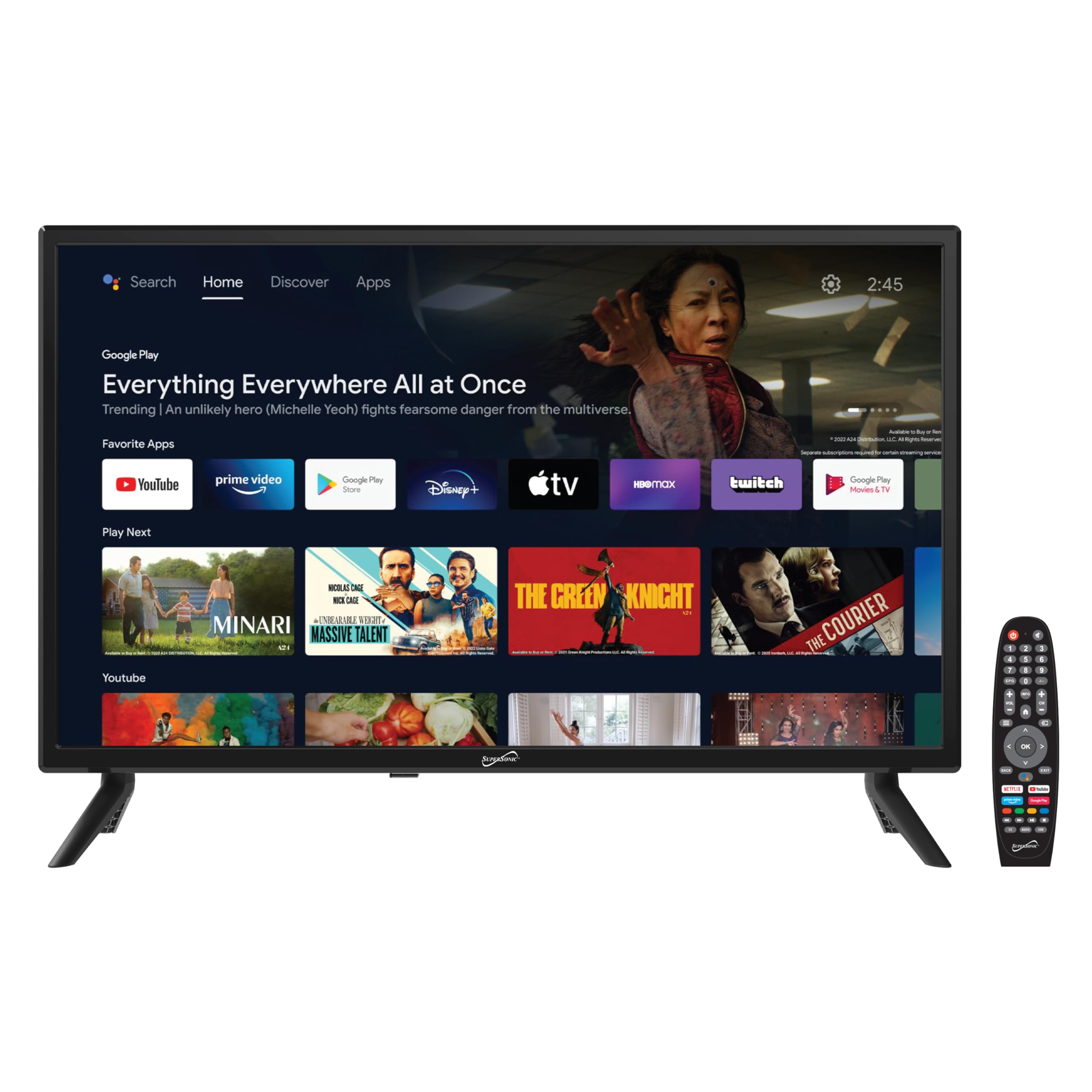 Foto 1 | Smart Hdtv Supersonic Sc-2450gtv-a 60 Hz  24 Pulgadas  1080p - Venta Internacional.